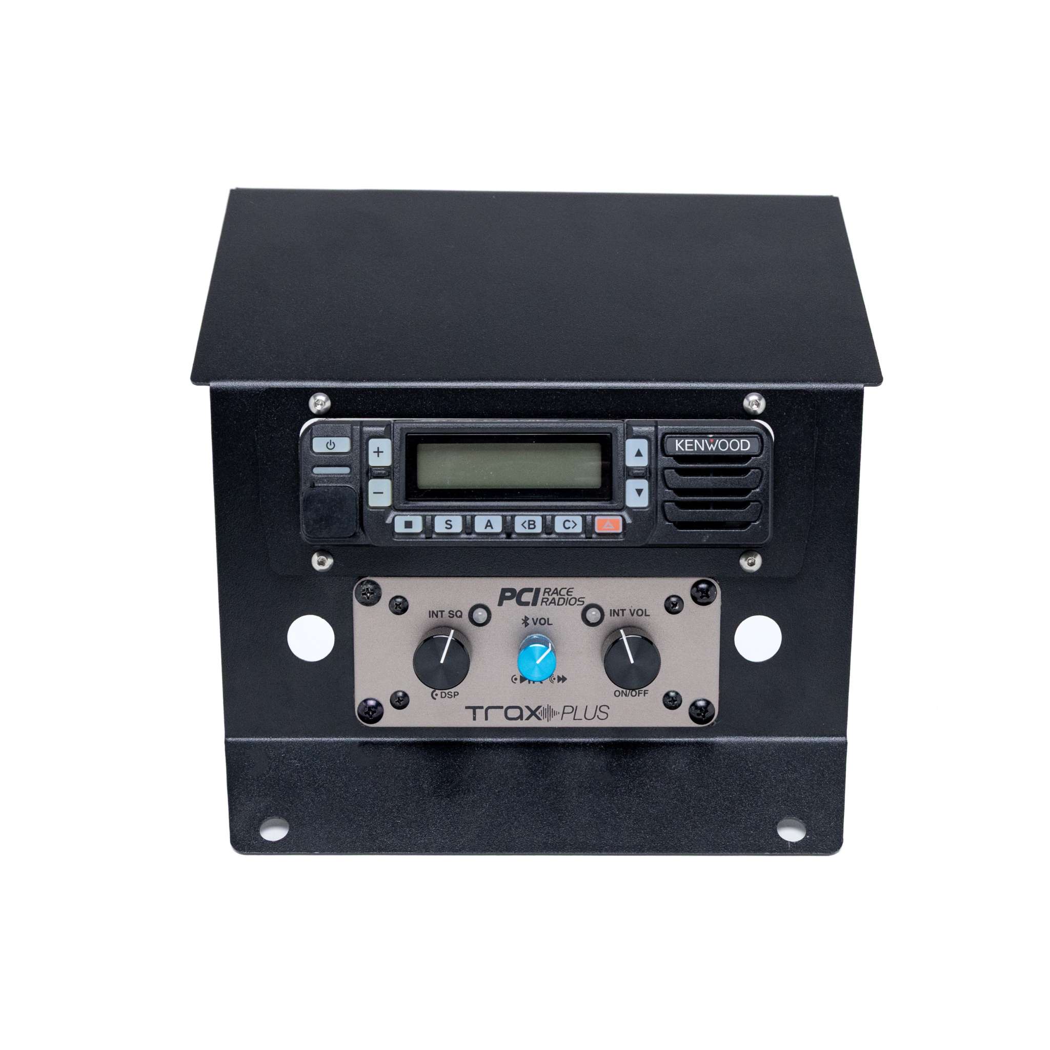 Polaris 2019+ Ranger radio and intercom mounting bracket with Kenwood radio and Trax Plus controls