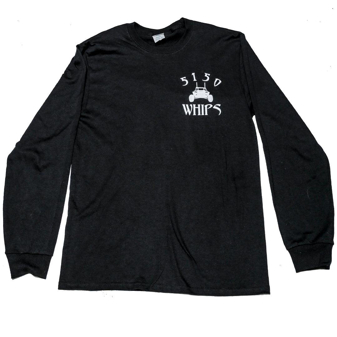 Black 5150 Whips Long Sleeve Shirt with white logo design