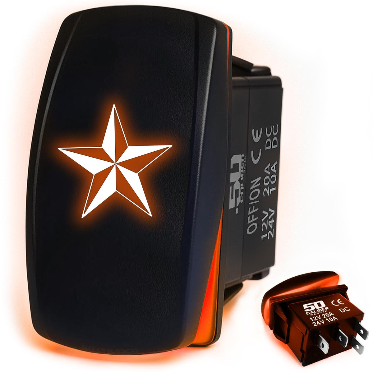 Waterproof Rocker Switch 12v ON/Off, LED Backlit with Etched Design w/Toggle Switch 12v - UTV, Auto, Boat 20A Variation
