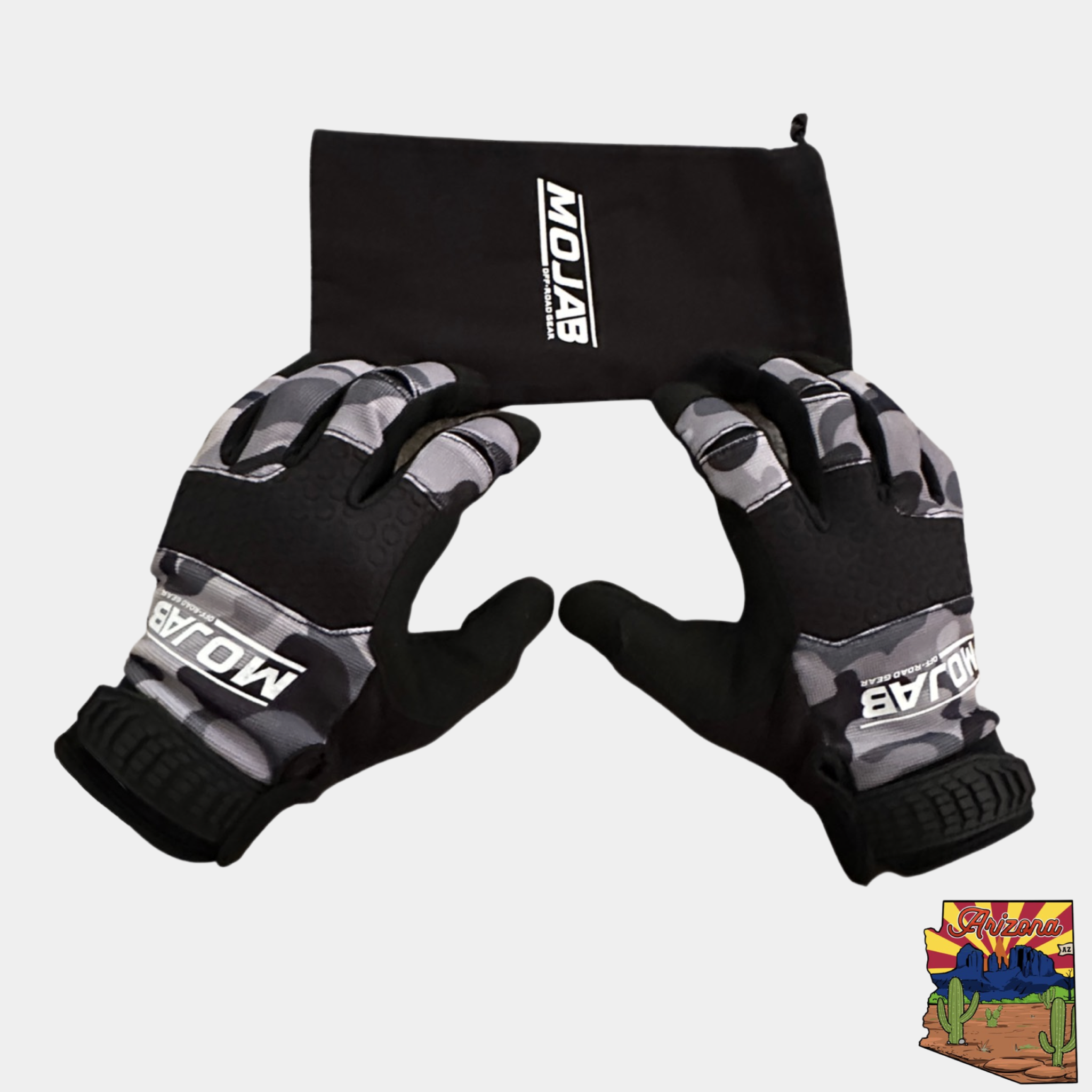 Camo design touchscreen compatible work and driving gloves with breathable, wear-resistant microfiber leather and storage bag