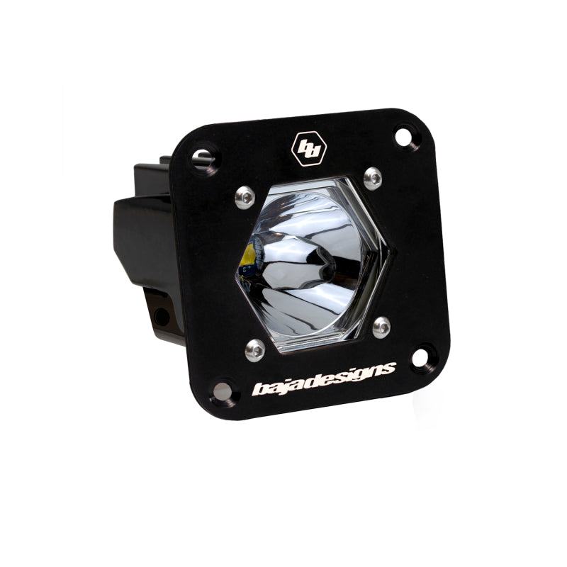 S1 Black Flush Mount LED Pod Light for off-road and utility vehicles, compact durable design with powerful illumination