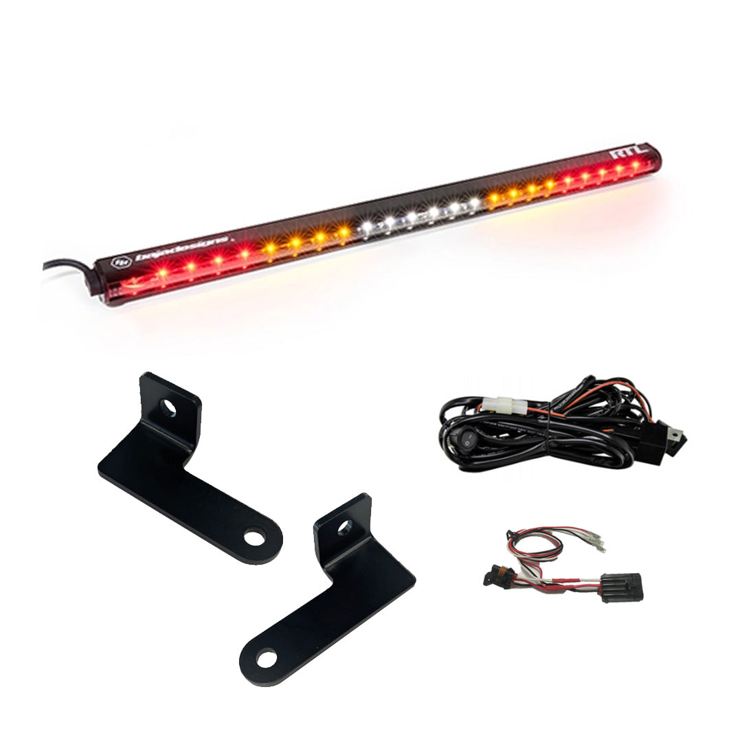 Polaris RZR Pro R RTL Light Bar Kit 2022-2025 installed on rear of off-road vehicle with brake, amber, and reverse lights