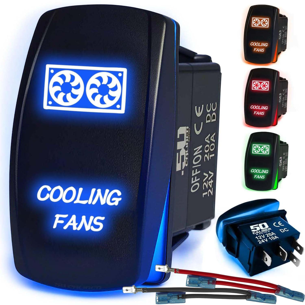 Waterproof Rocker Switch 12v ON/Off, LED Backlit with Etched Design w/Toggle Switch 12v - UTV, Auto, Boat 20A Variation
