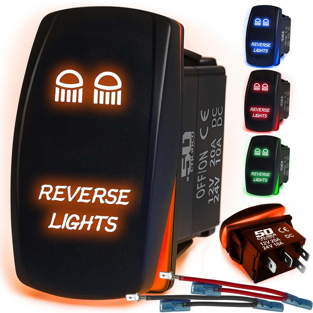 Waterproof Rocker Switch 12v ON/Off, LED Backlit with Etched Design w/Toggle Switch 12v - UTV, Auto, Boat 20A Variation