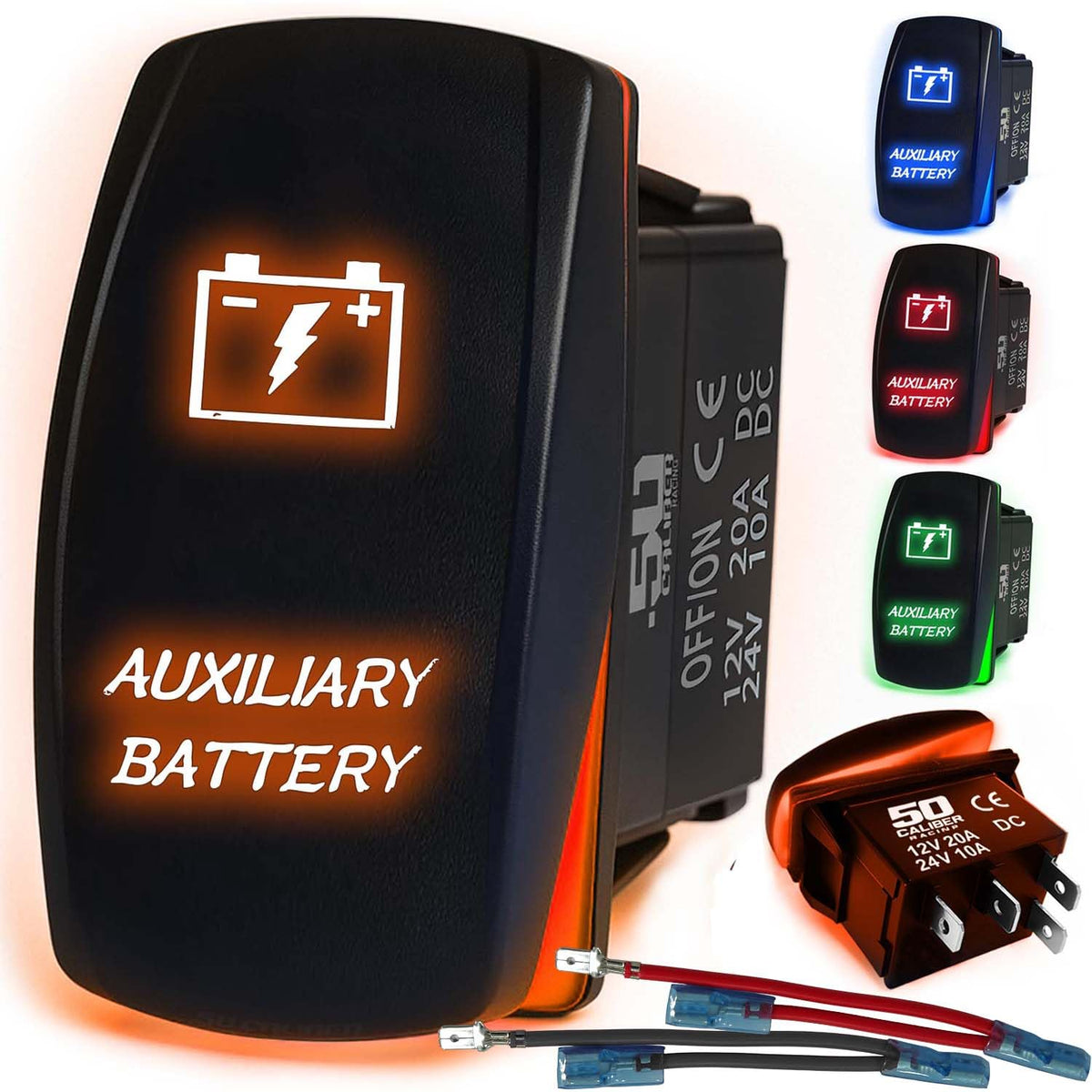 Waterproof Rocker Switch 12v ON/Off, LED Backlit with Etched Design w/Toggle Switch 12v - UTV, Auto, Boat 20A Variation