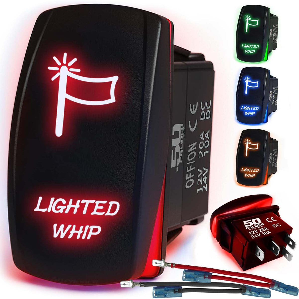 Waterproof Rocker Switch 12v ON/Off, LED Backlit with Etched Design w/Toggle Switch 12v - UTV, Auto, Boat 20A Variation