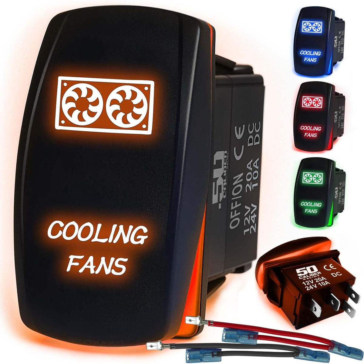 Waterproof Rocker Switch 12v ON/Off, LED Backlit with Etched Design w/Toggle Switch 12v - UTV, Auto, Boat 20A Variation