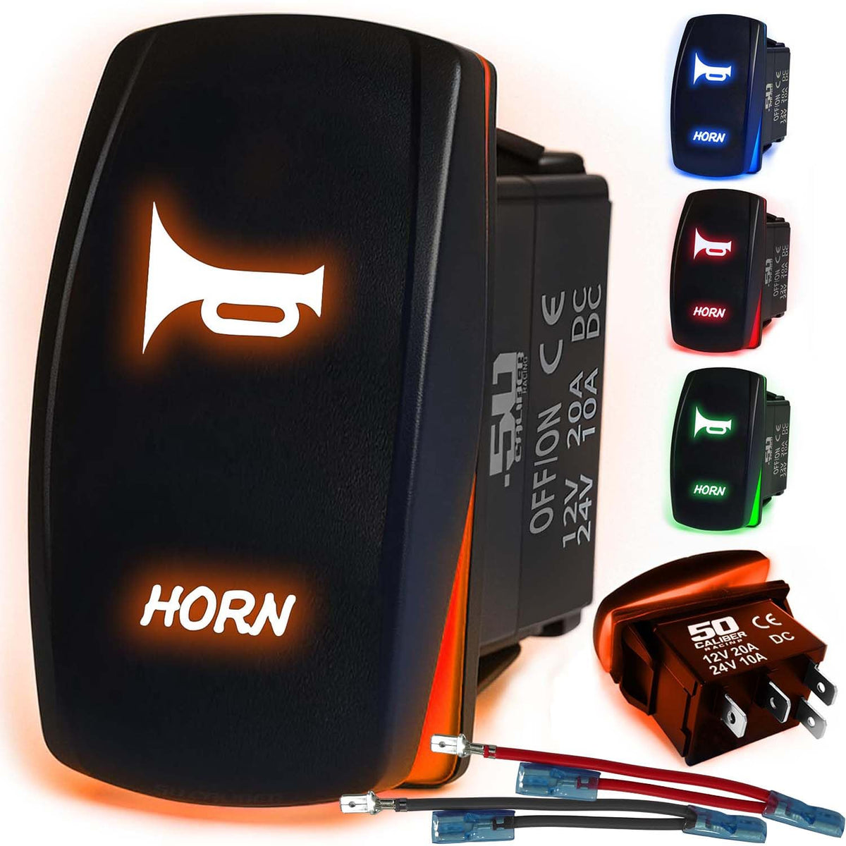 Waterproof Rocker Switch 12v ON/Off, LED Backlit with Etched Design w/Toggle Switch 12v - UTV, Auto, Boat 20A Variation