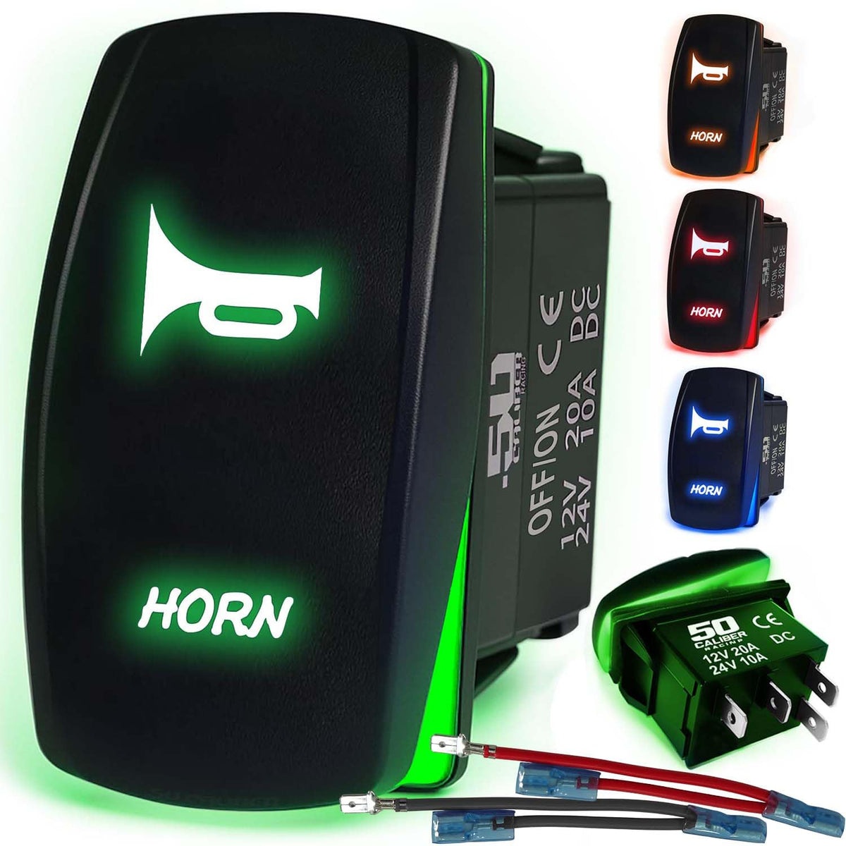 Waterproof Rocker Switch 12v ON/Off, LED Backlit with Etched Design w/Toggle Switch 12v - UTV, Auto, Boat 20A Variation