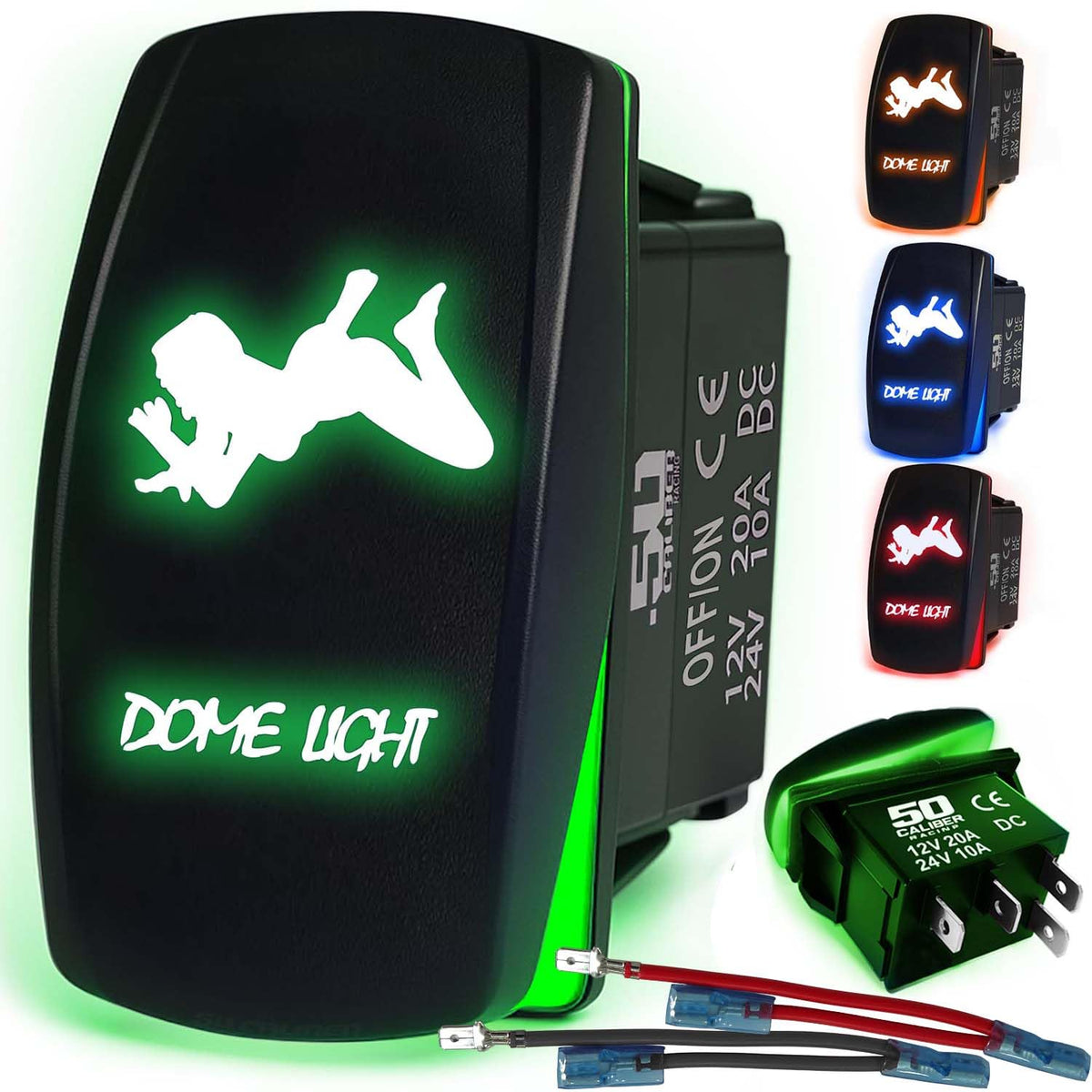 Waterproof Funny Rocker Switch 12v ON/Off, LED Backlit with Etched Design w/Toggle Switch 12v - UTV, Auto, Boat 20A Variation