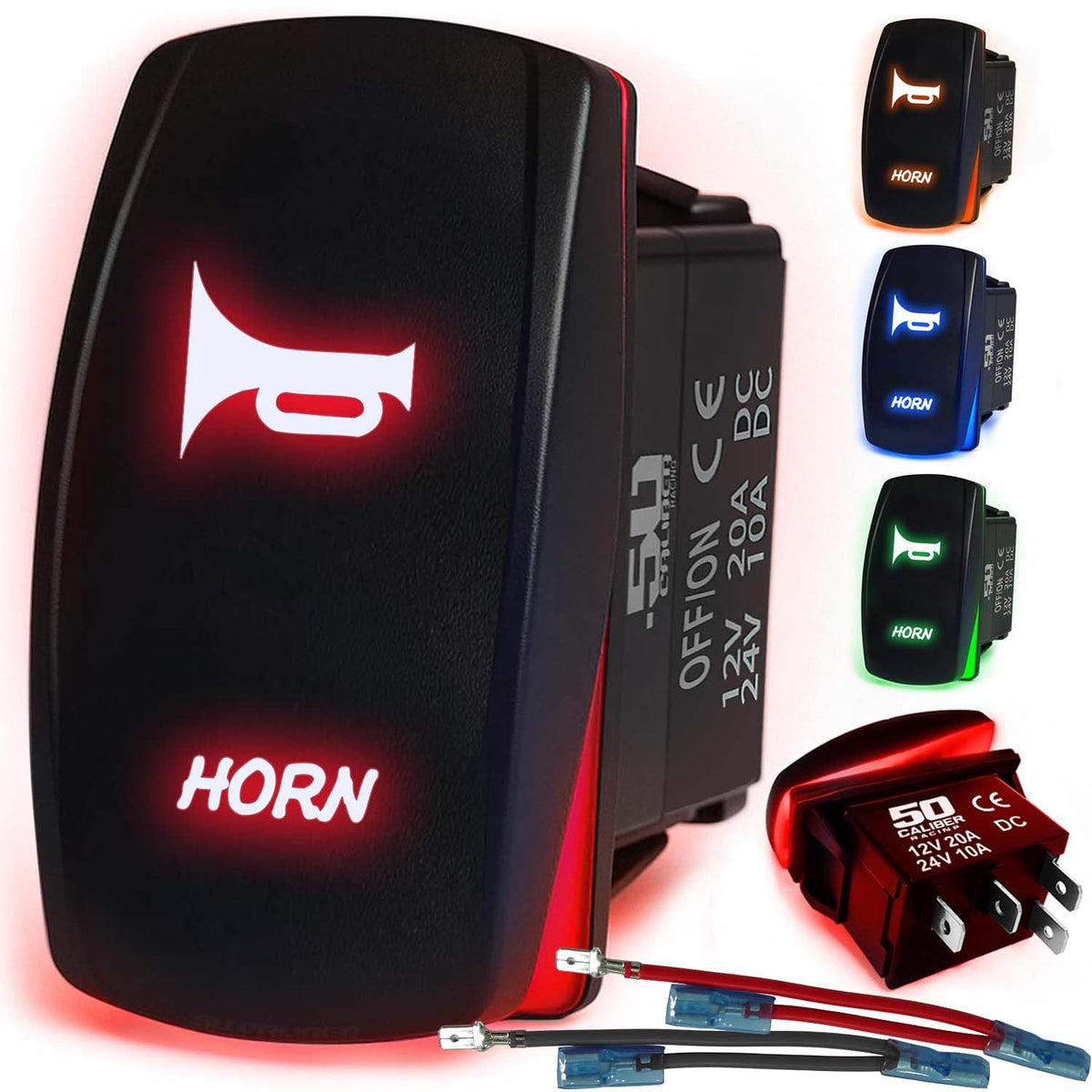 Waterproof Rocker Switch 12v ON/Off, LED Backlit with Etched Design w/Toggle Switch 12v - UTV, Auto, Boat 20A Variation