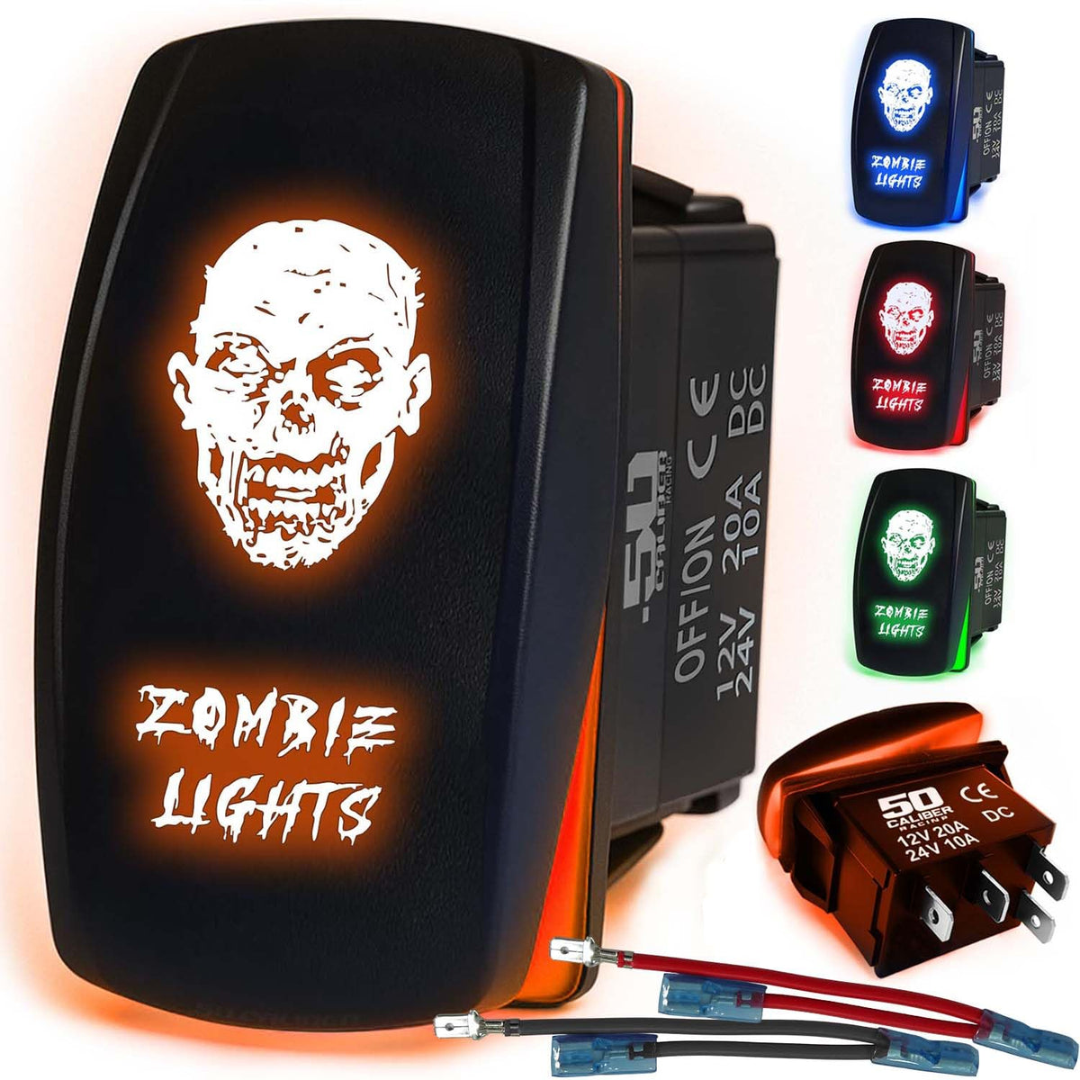 Waterproof Funny Rocker Switch 12v ON/Off, LED Backlit with Etched Design w/Toggle Switch 12v - UTV, Auto, Boat 20A Variation