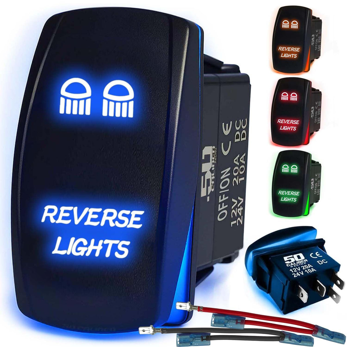 Waterproof Rocker Switch 12v ON/Off, LED Backlit with Etched Design w/Toggle Switch 12v - UTV, Auto, Boat 20A Variation
