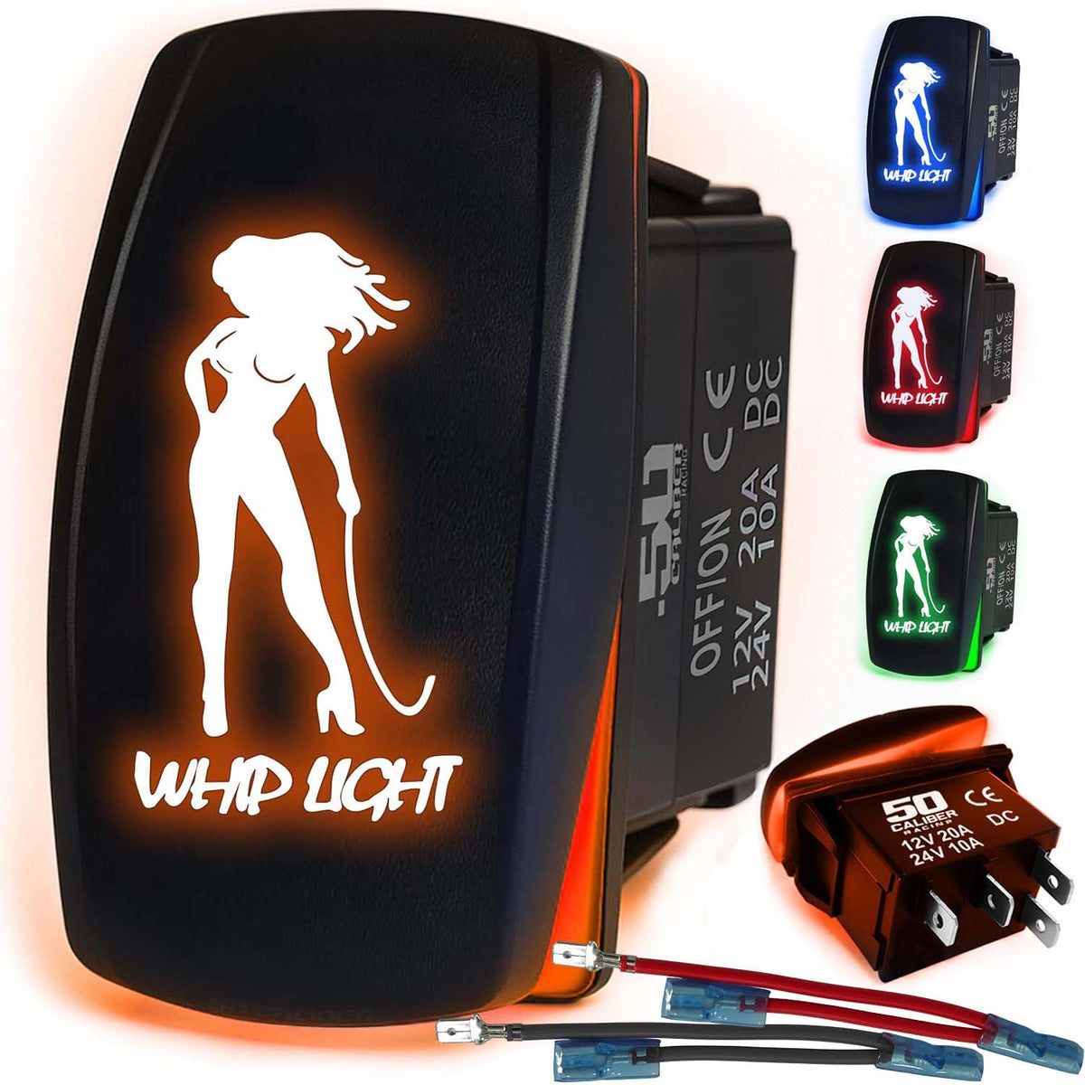 Waterproof Funny Rocker Switch 12v ON/Off, LED Backlit with Etched Design w/Toggle Switch 12v - UTV, Auto, Boat 20A Variation