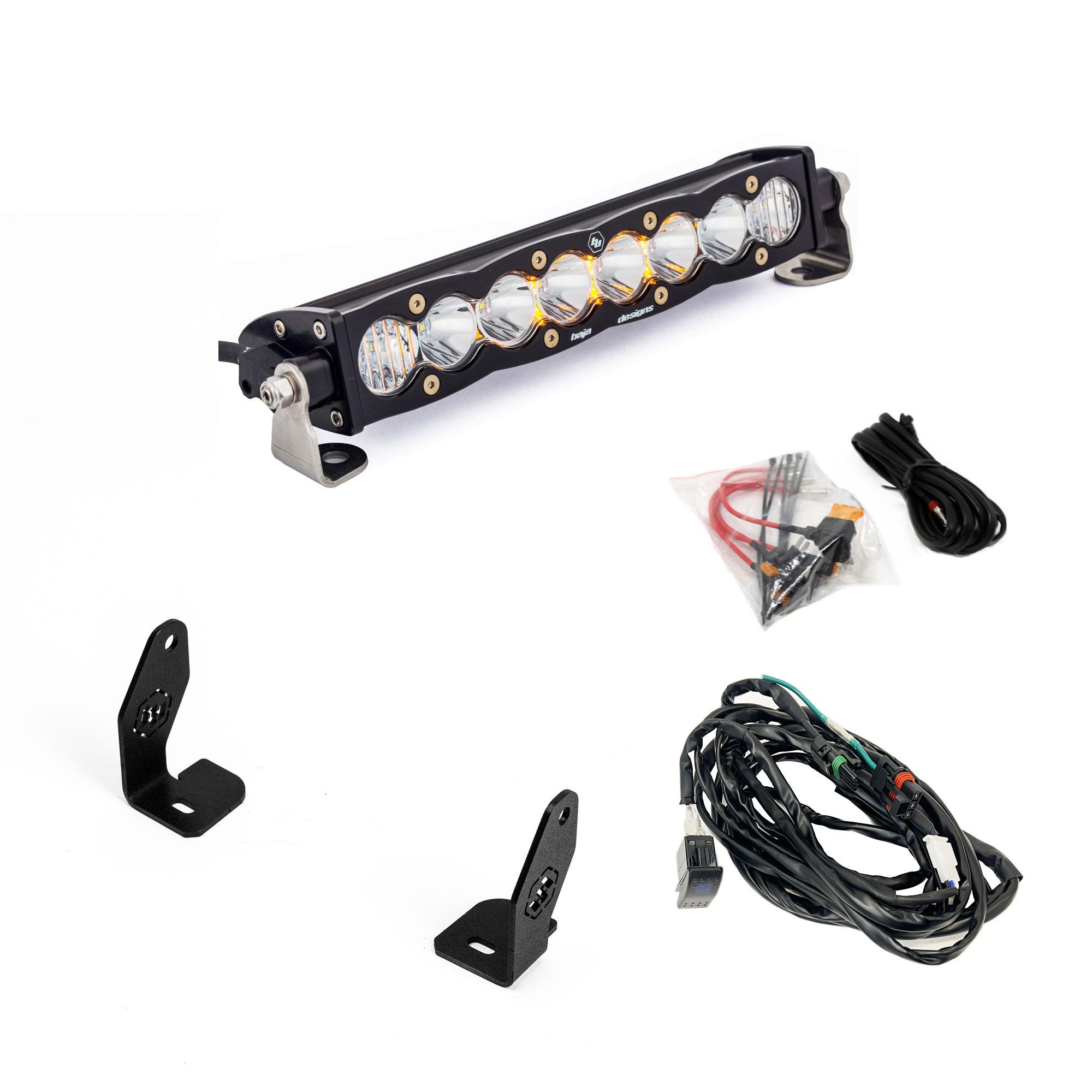 2025 Polaris RZR S8 10-inch hood-mounted LED light bar kit with amber backlight for off-road visibility