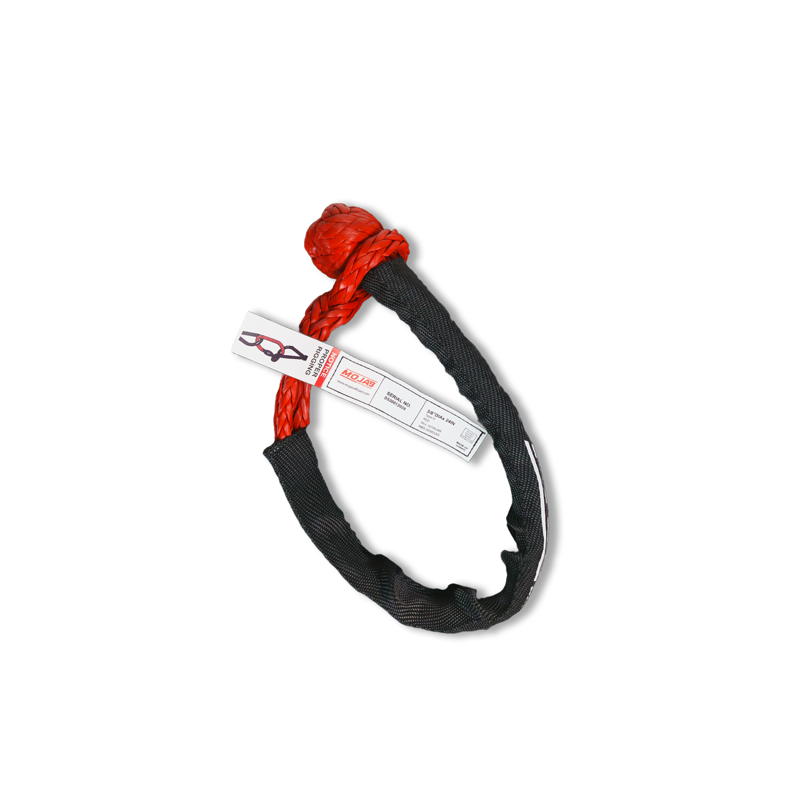 Soft Shackle 3/8'' x 19'' UHMWPE with protective sleeve and storage bag, 39,600 lbs breaking strength