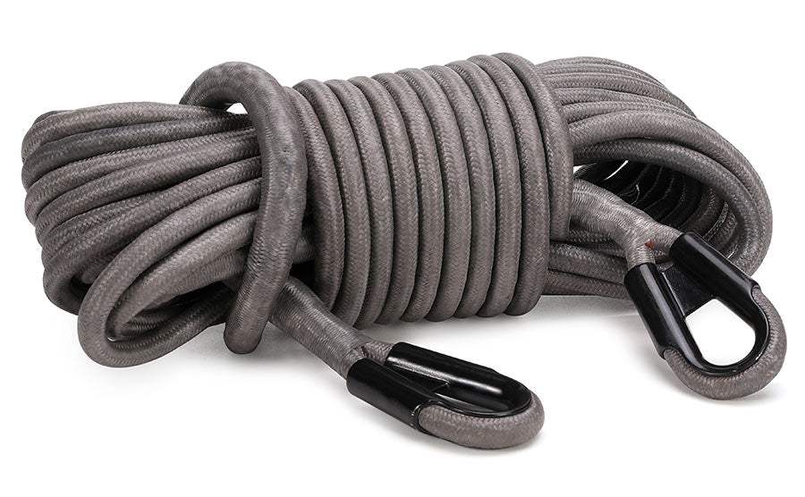 Armortek Extreme Synthetic Rope Extension 1/2" x 50' with double-braided design and black loops for heavy-duty winching tasks
