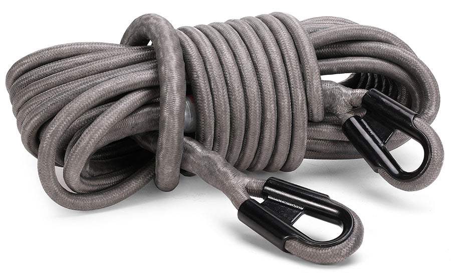 Armortek Extreme Synthetic Rope 9/16" x 50' double-braided winch rope extension with black metal hooks and 36300 lbs max breaking load