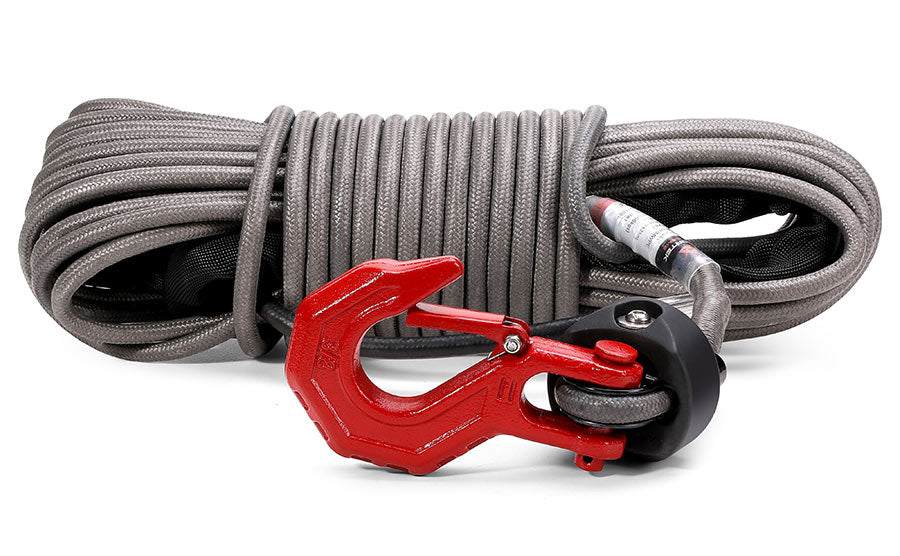 Armortek Extreme Synthetic Rope Kit with 3/8 inch x 82 feet high-strength braided winch rope and red heavy-duty hook