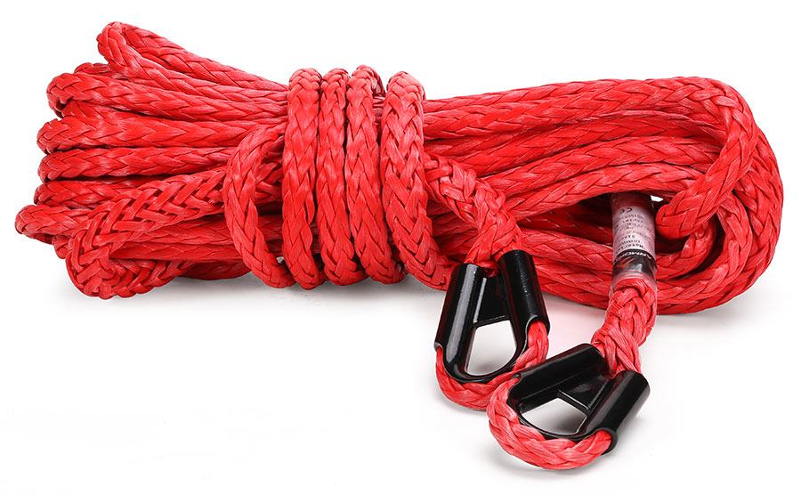Armortek Synthetic Rope 3/8 inch x 50 feet red winch rope extension with 22700 lbs breaking load