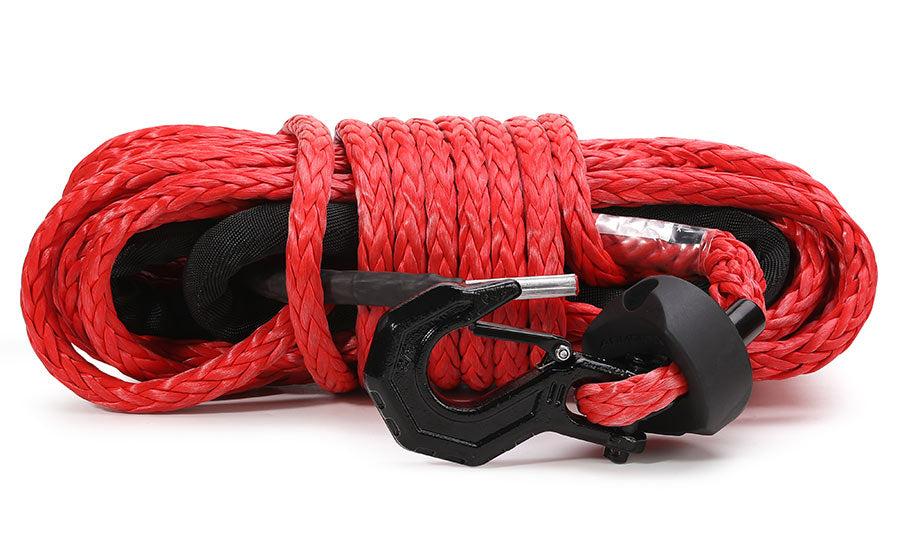 Armortek Synthetic Rope 1/2 inch x 82 feet with heavy-duty hook and abrasion resistant coating