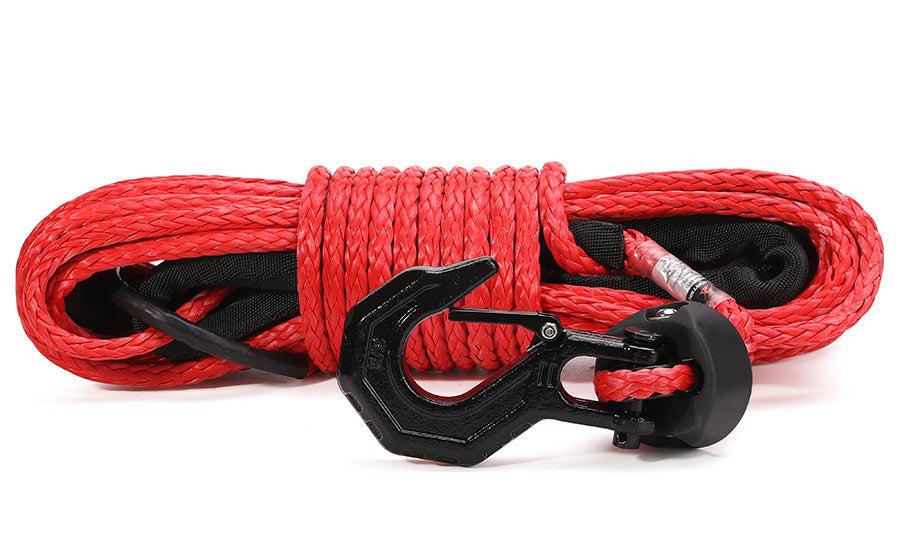 Armortek synthetic winch rope 5/16 inch x 82 feet with heavy-duty hook and abrasion resistant coating