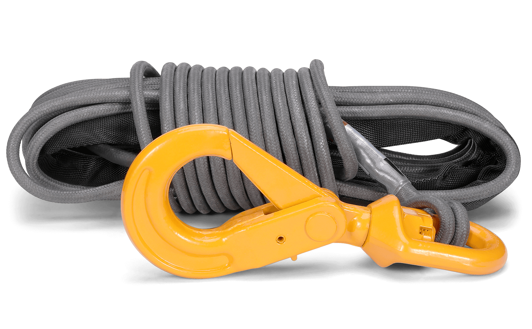 Armortek Extreme Synthetic Rope Kit 3/8" x 50' with heavy-duty yellow swivel hook for industrial winching