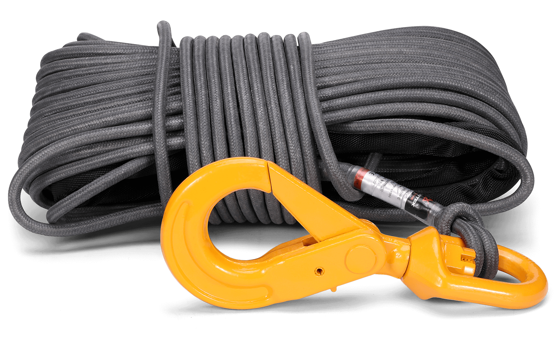 Armortek Extreme Synthetic Rope kit with heavy-duty yellow swivel hook and durable gray braided rope