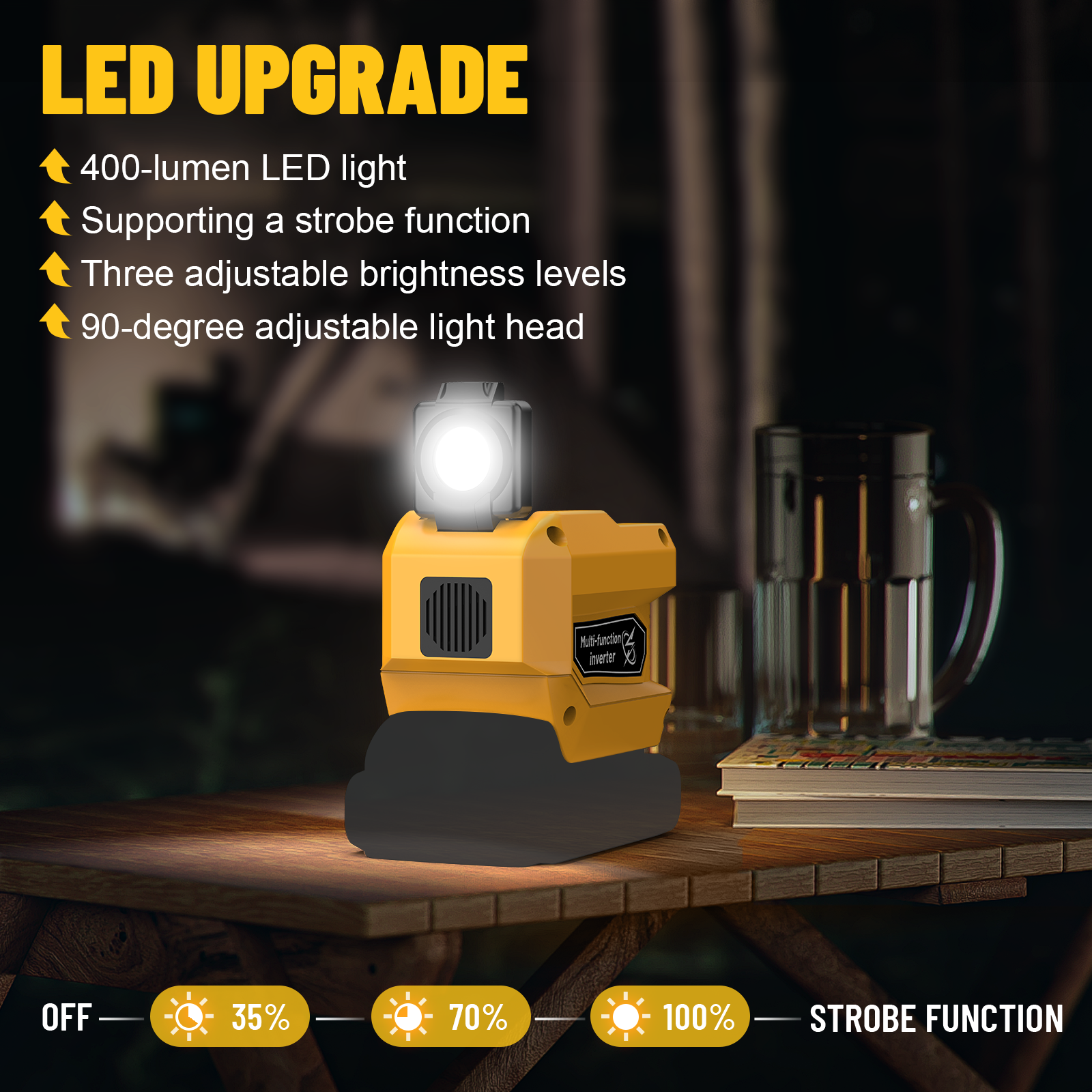 220W Power Inverter Compatible with DeWalt 20V/18V Batteries - Portable