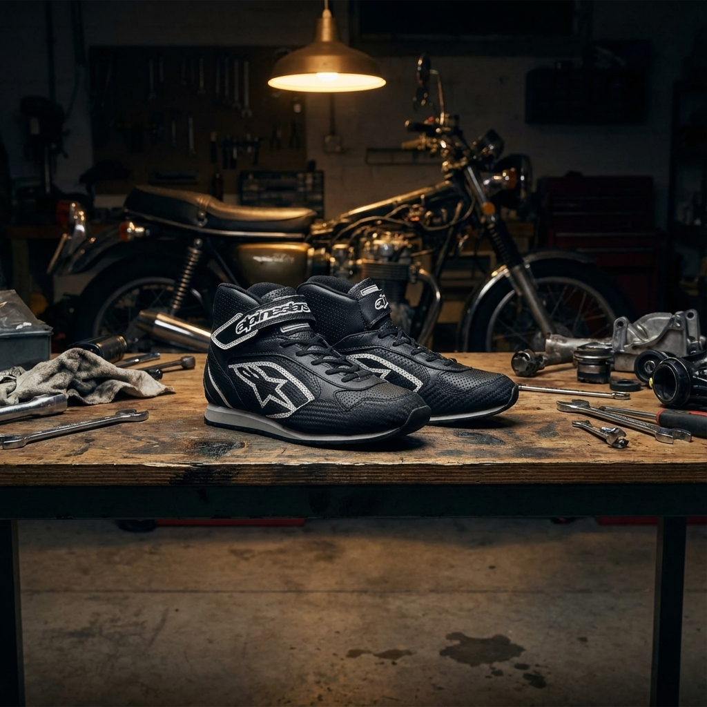 Alpinestars Radar Racing Shoes black leather FIA homologated fireproof pit crew footwear