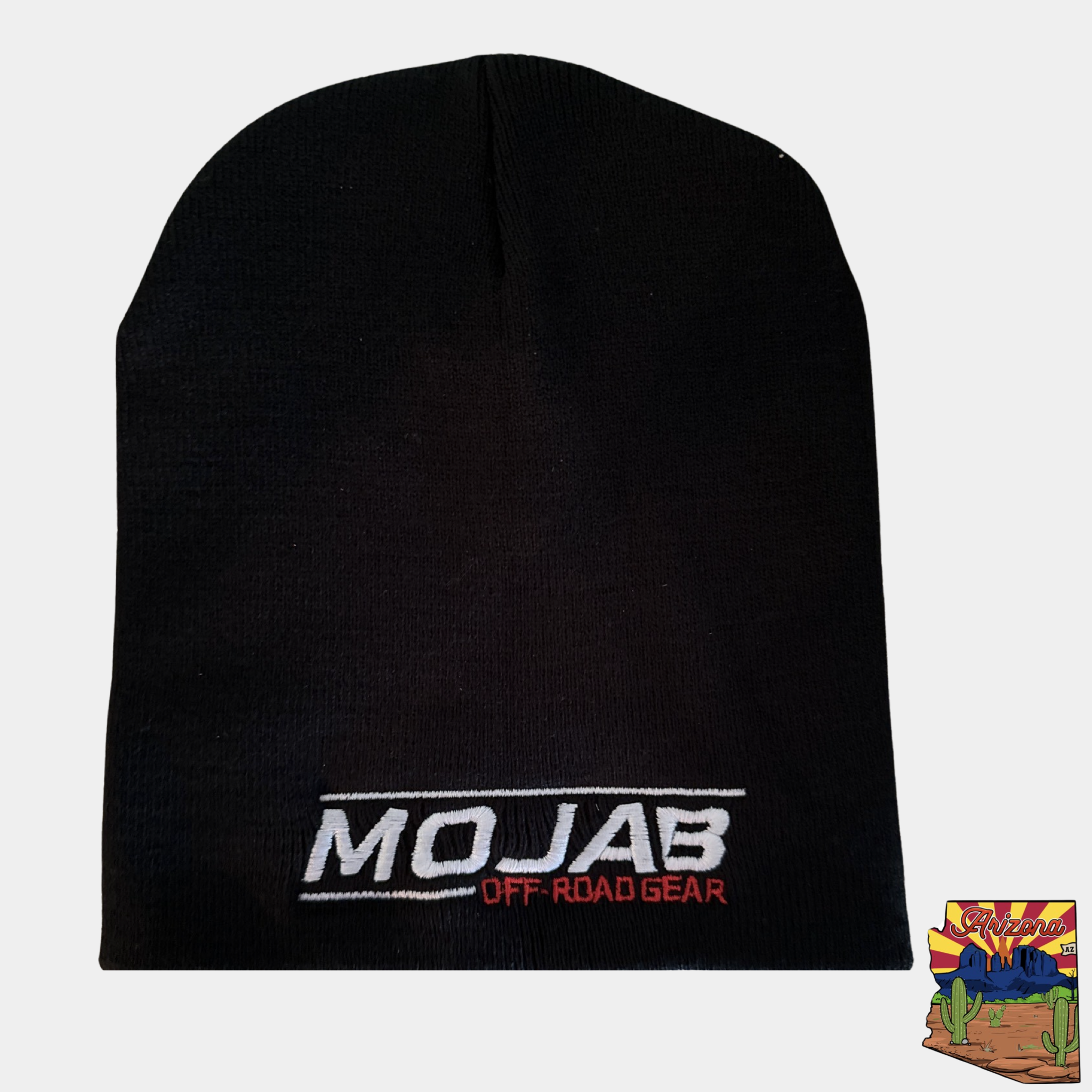 Black Mojab Beanie with embroidered Mojab Off-Road Gear logo for winter warmth and style