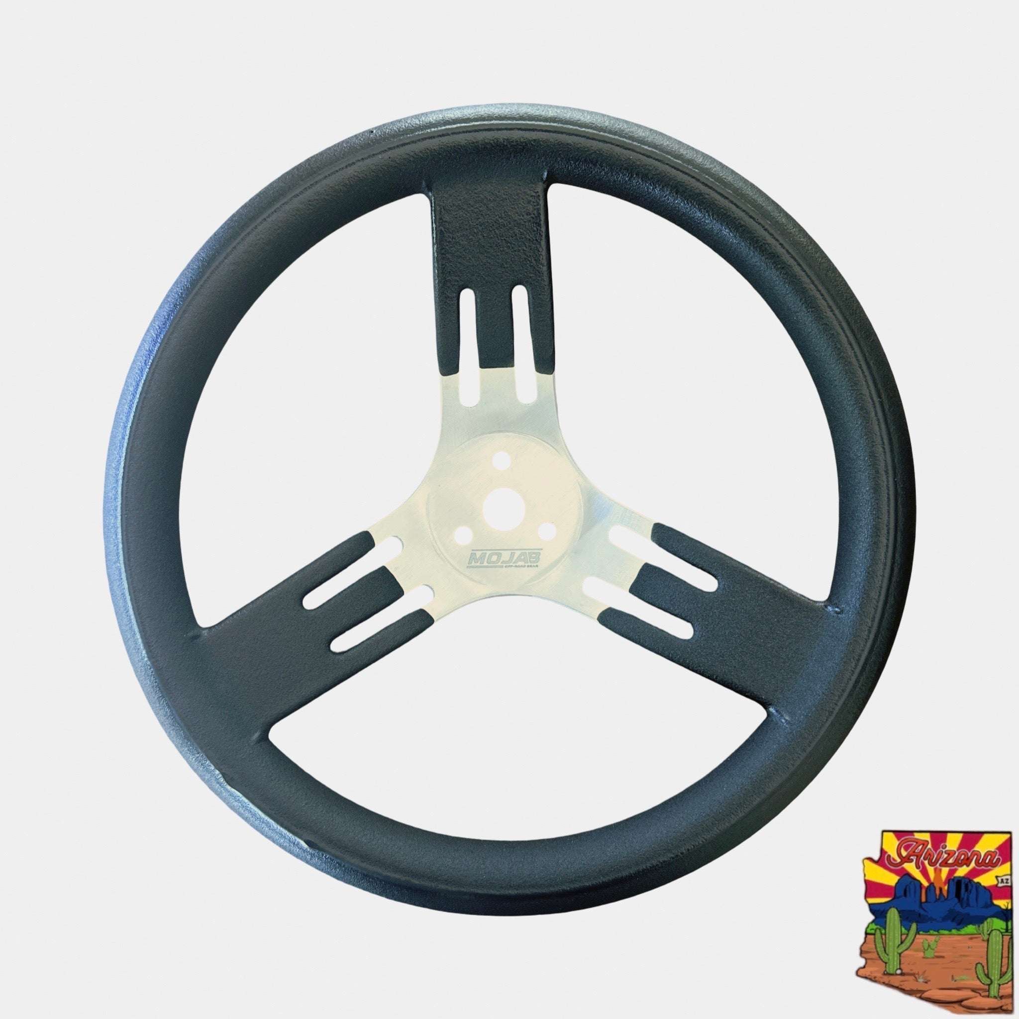 13" aluminum steering wheel with extended coating spokes and 3-bolt pattern for buggies and race cars