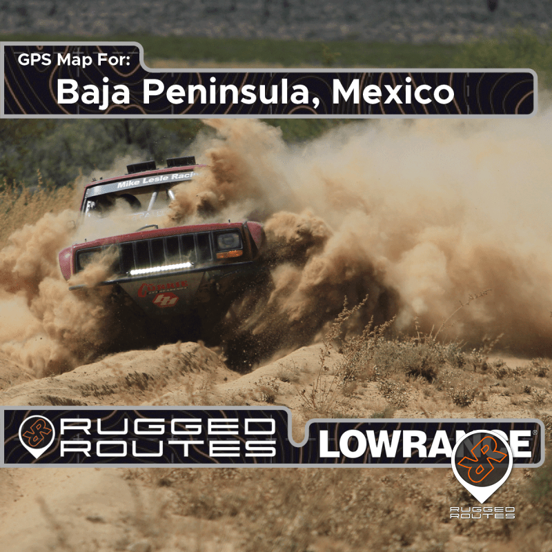 Baja Peninsula satellite imagery GPS map with roads and trails for Lowrance off-road navigation