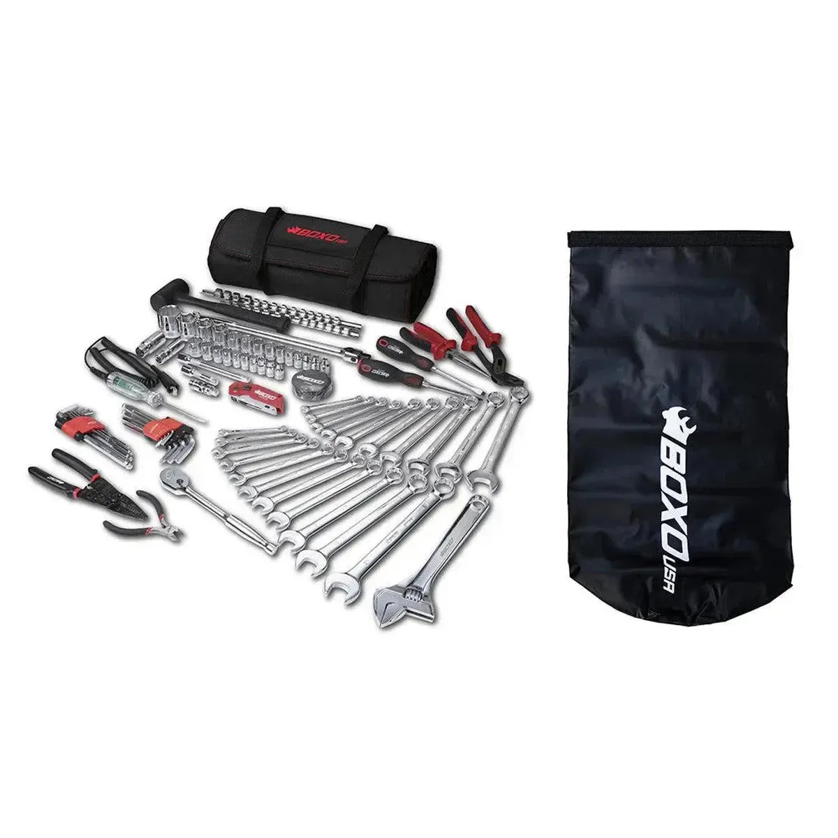 Boxo Combo Tool Roll 82-piece metric and SAE marine tool kit with Cordura nylon roll and dry bag