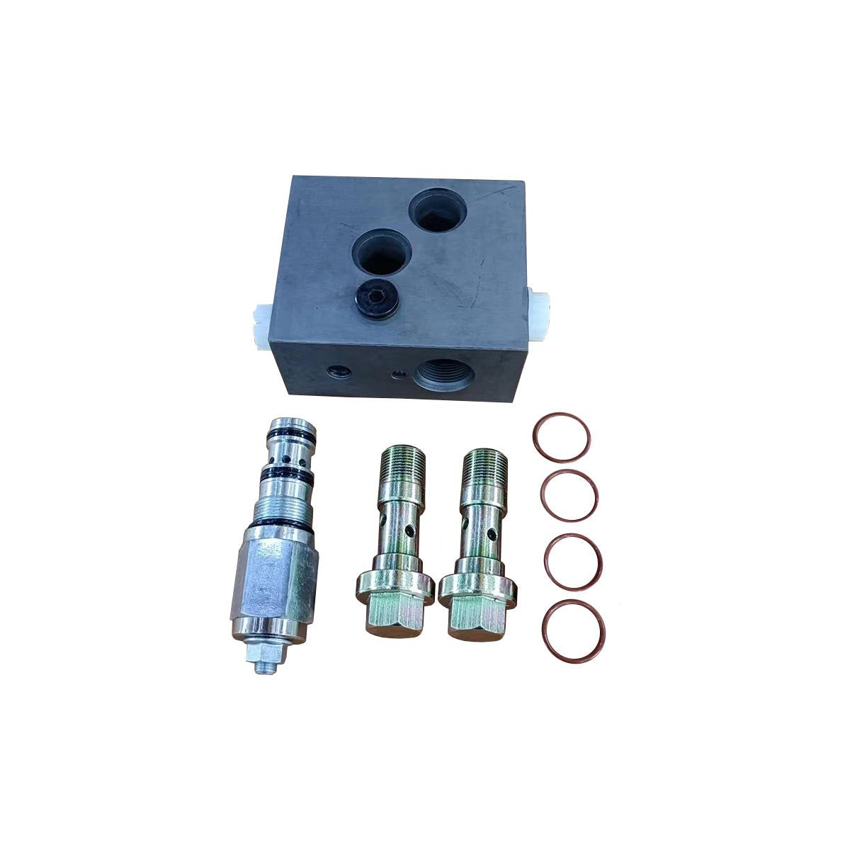 Balance valve C220NH0900 with fittings and sealing rings isolated on white background