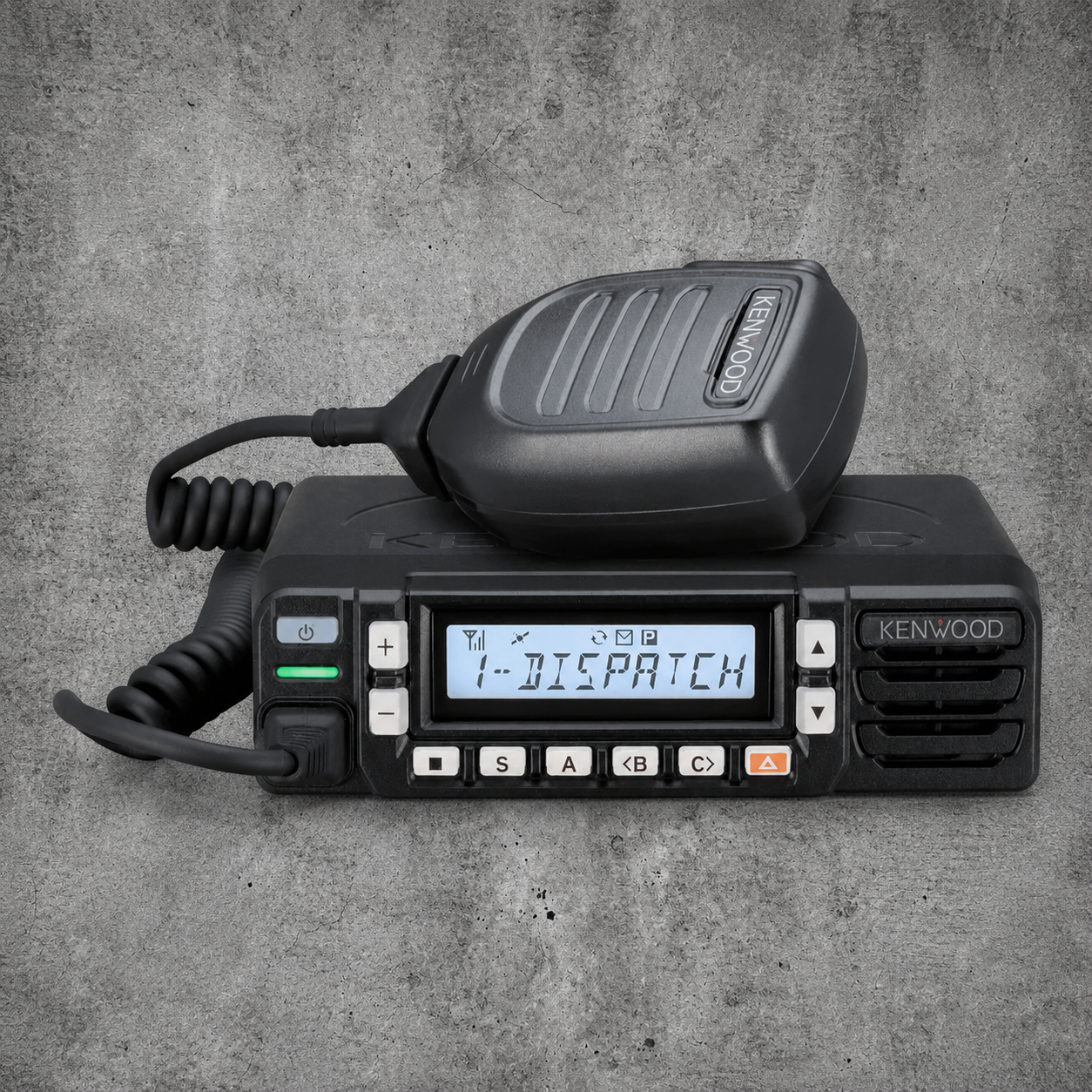 Kenwood NX-1800 UHF race radio with intercom interface and white backlit display