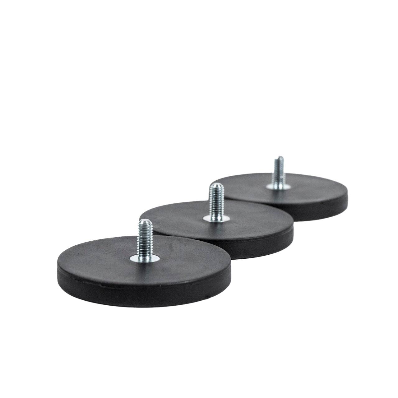 Scratch-safe magnet kit with rubber coating for metal surfaces, 3-pack