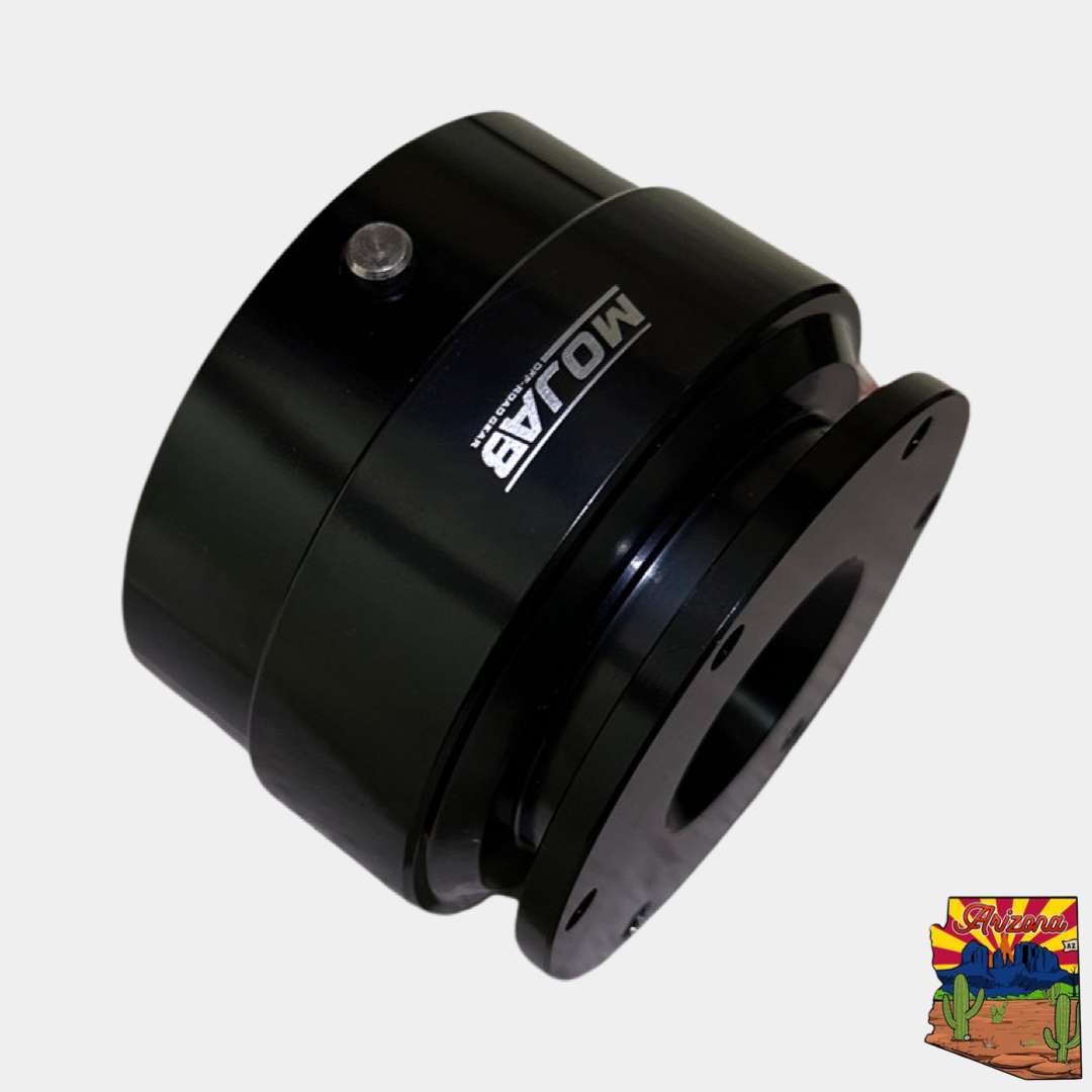 Black anodized billet aluminum Quick Release Steering Wheel Hub for 6-bolt vehicles with horn wiring included