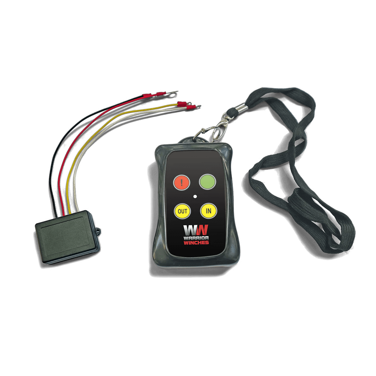 Wireless heavy duty winch control with re-programmable handset and simple wiring for 12v and 24v winches