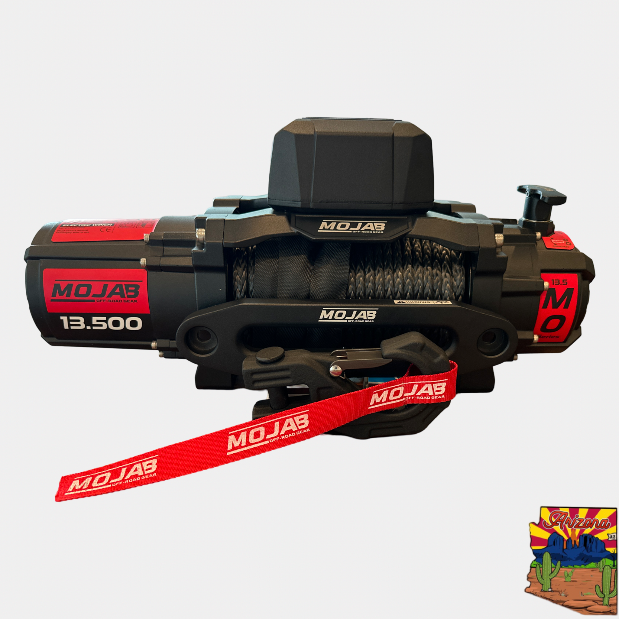MO13.5 Series Electric Winch with 13,500 lb capacity, synthetic rope, wireless control, and ultra-quiet operation