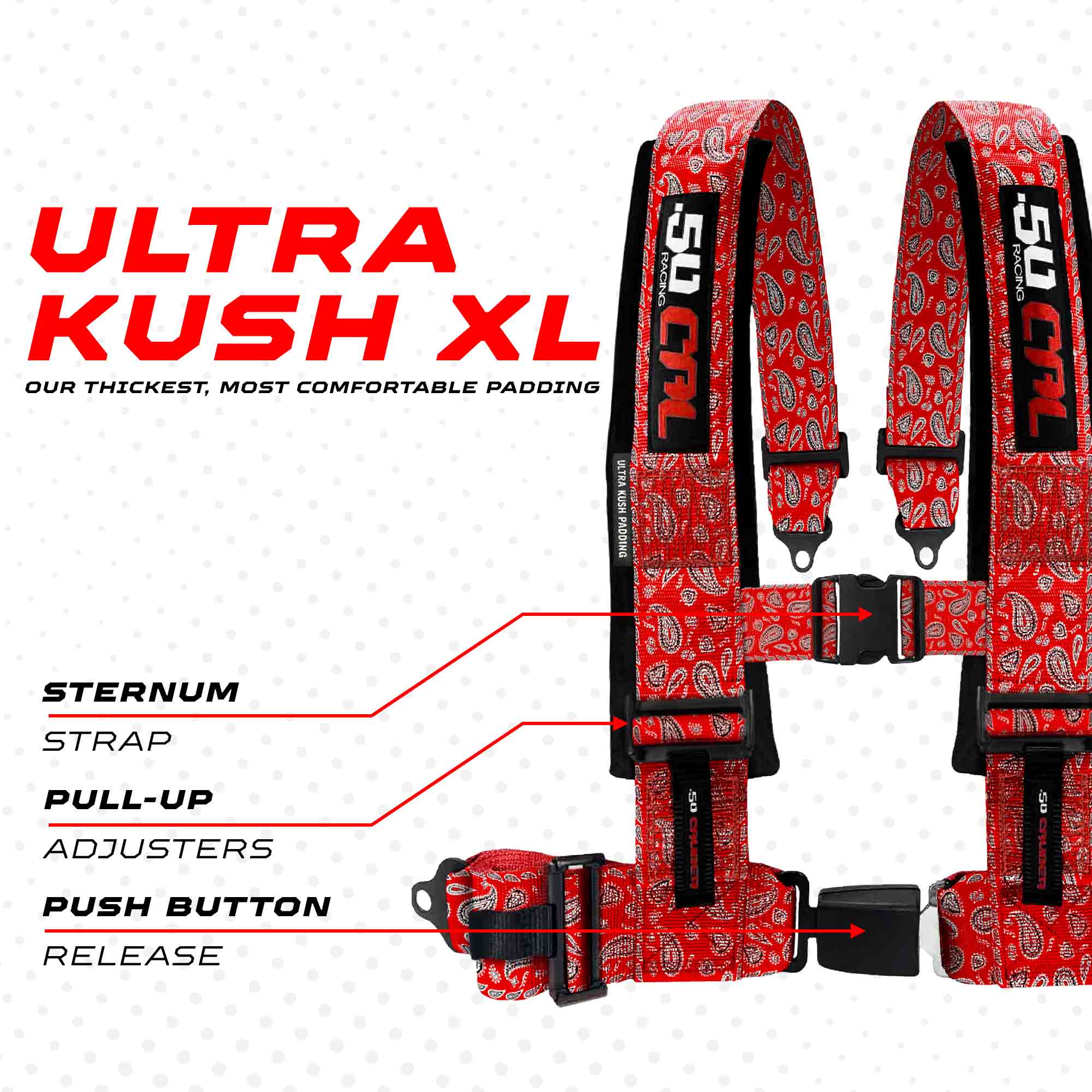 Elite Series 2" & 3" 4 point Harness with push button release