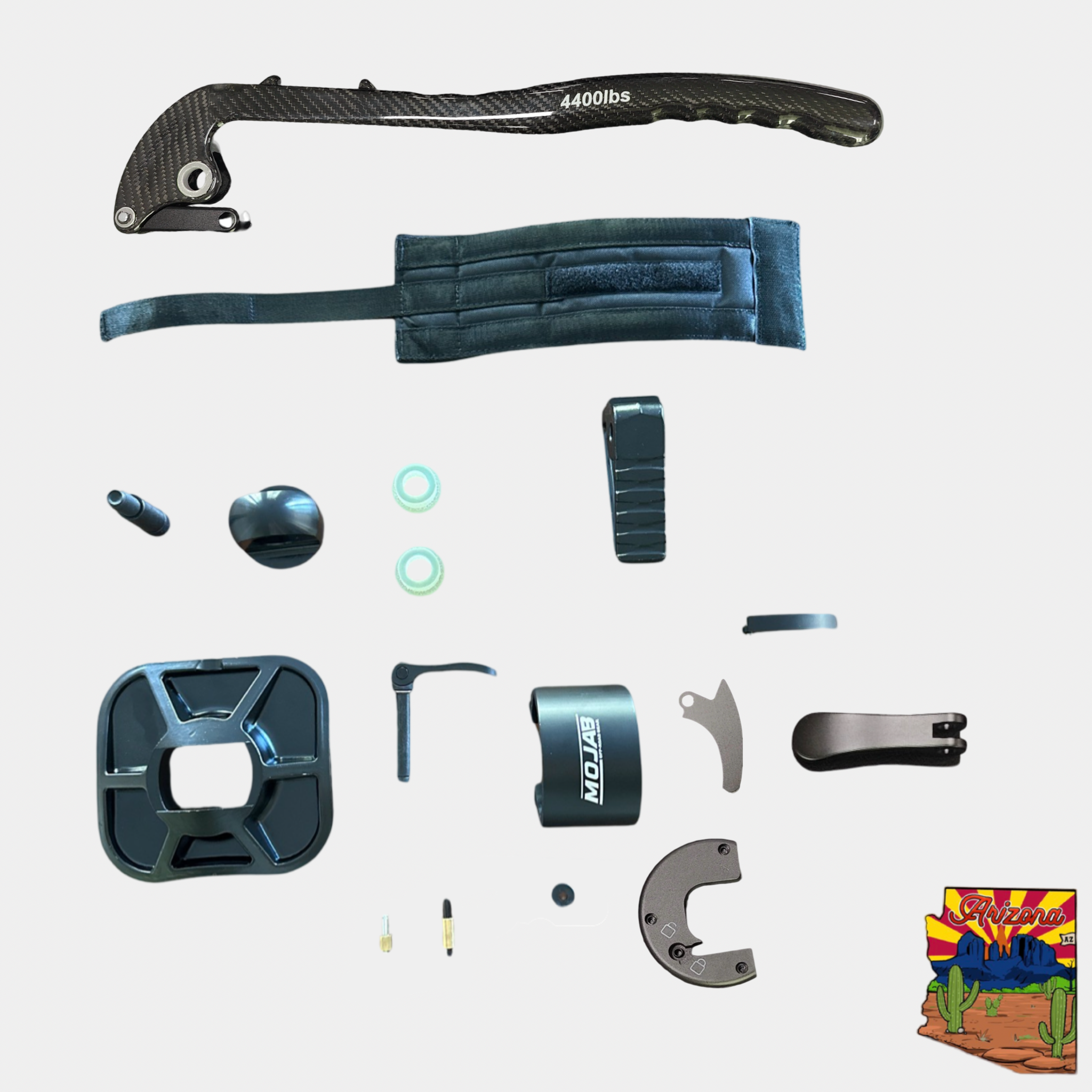 Hydraulic jack spare parts kit with handle, seals, and components for repair and maintenance