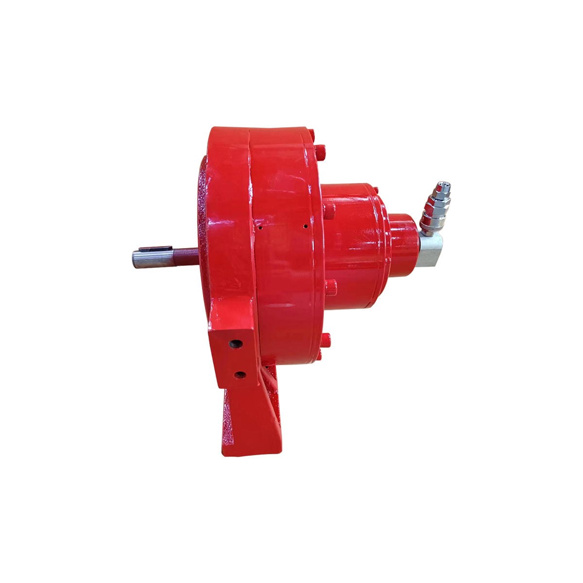 Red winch gearbox Gearbox GBT10JP side view isolated on white background
