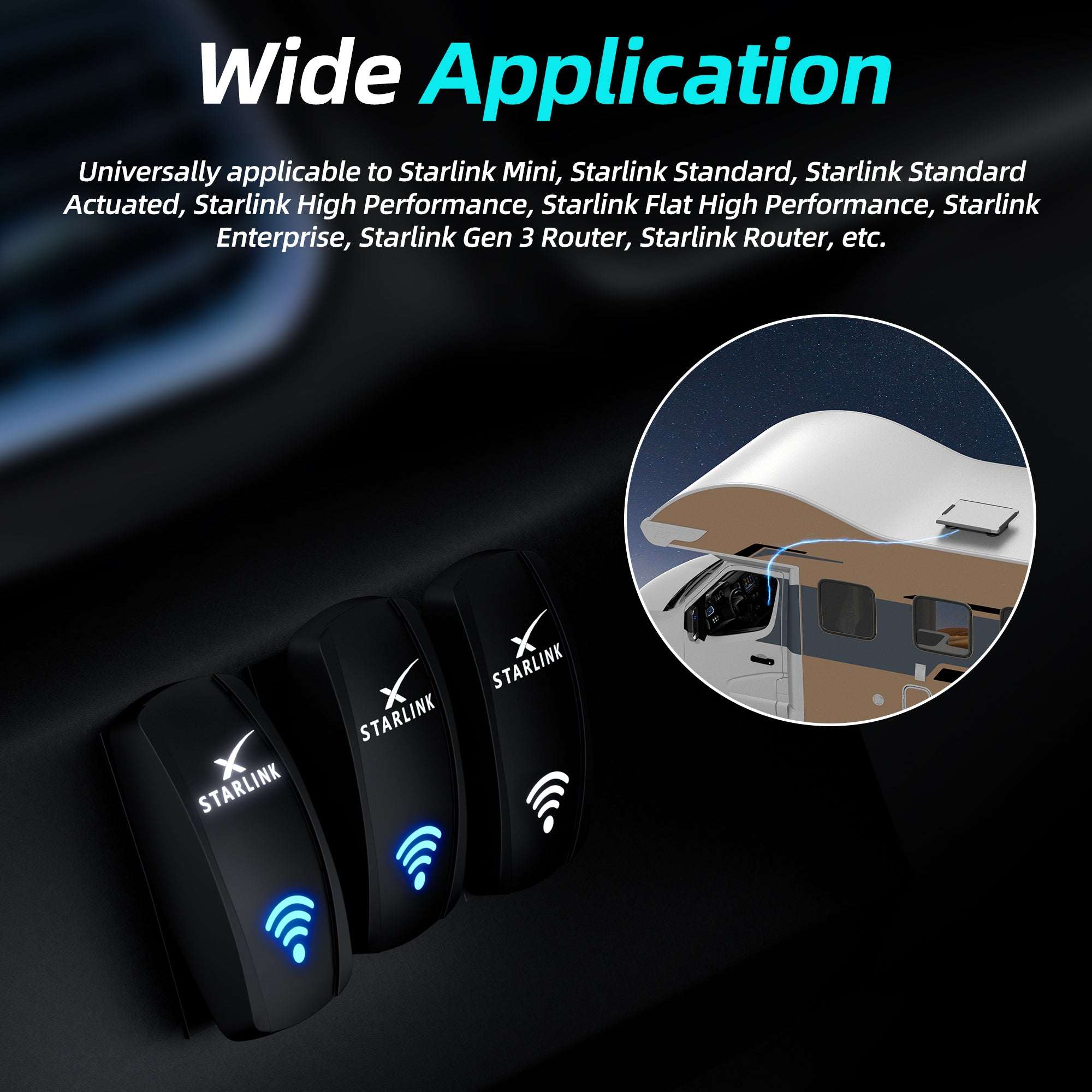 Starlink Rocker Switch 12V 24V 20A - Laser Etched ON OFF Switch