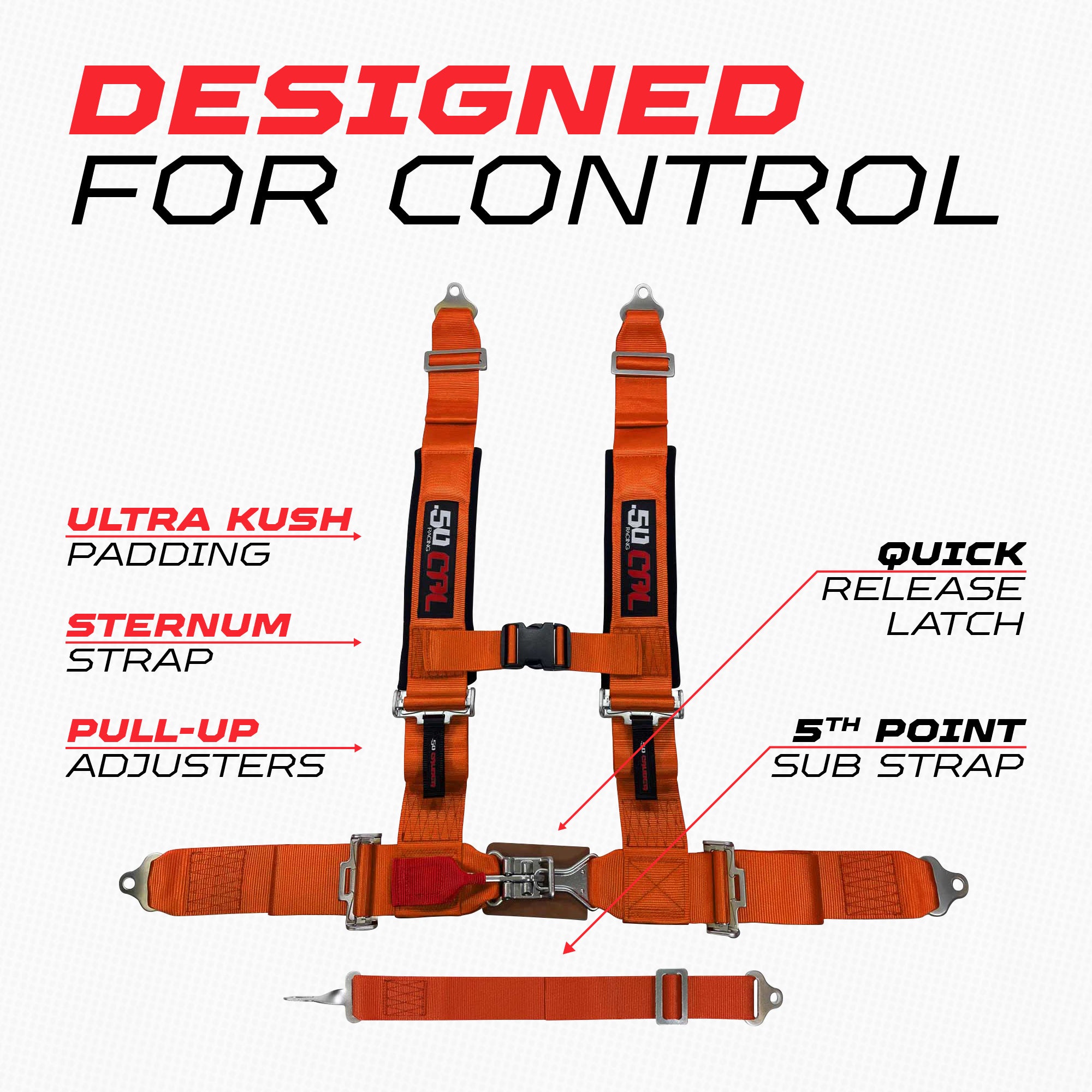 2" 5 point Pro Series Latch Harness 50 Caliber Racing Harness