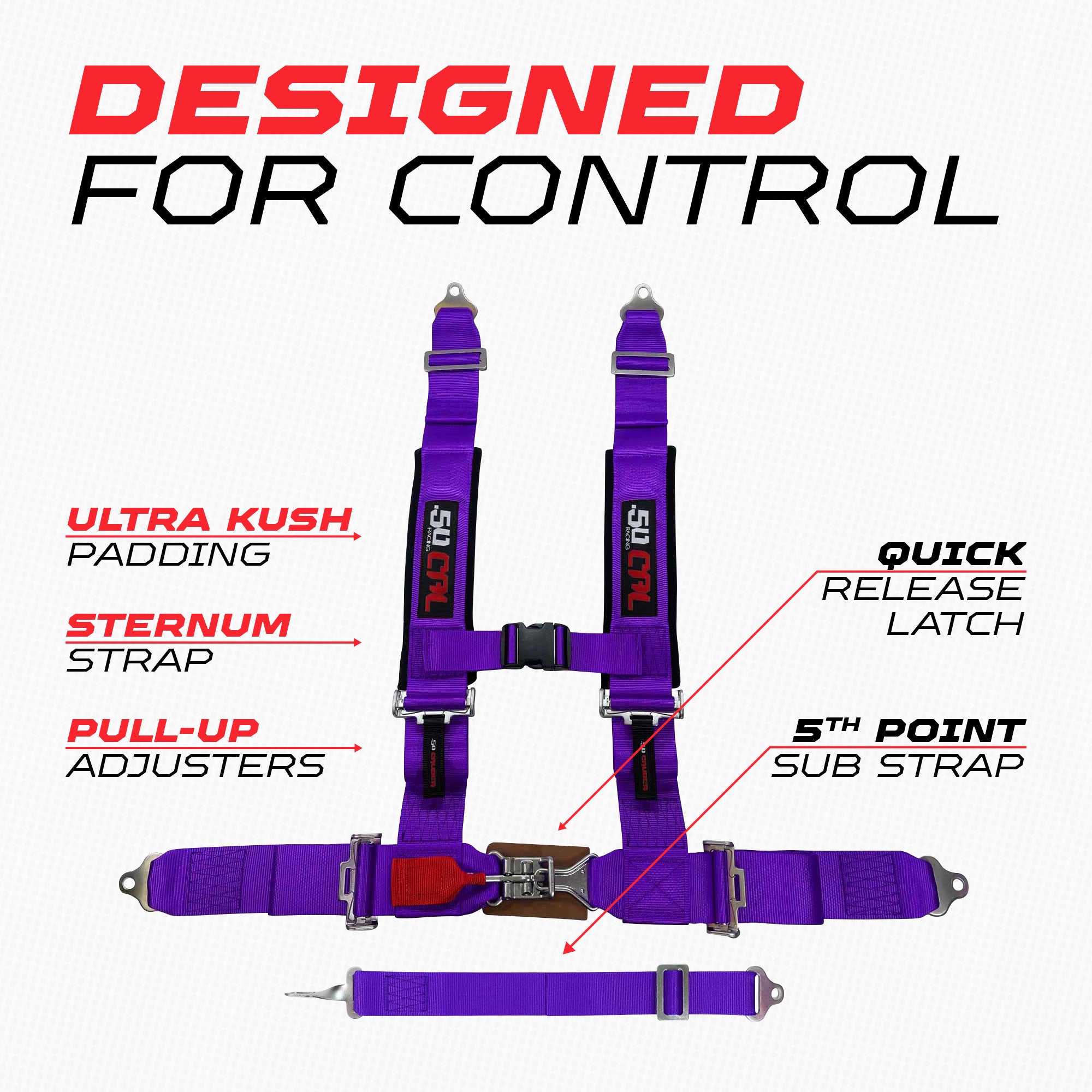 2" 5 point Pro Series Latch Harness 50 Caliber Racing Harness