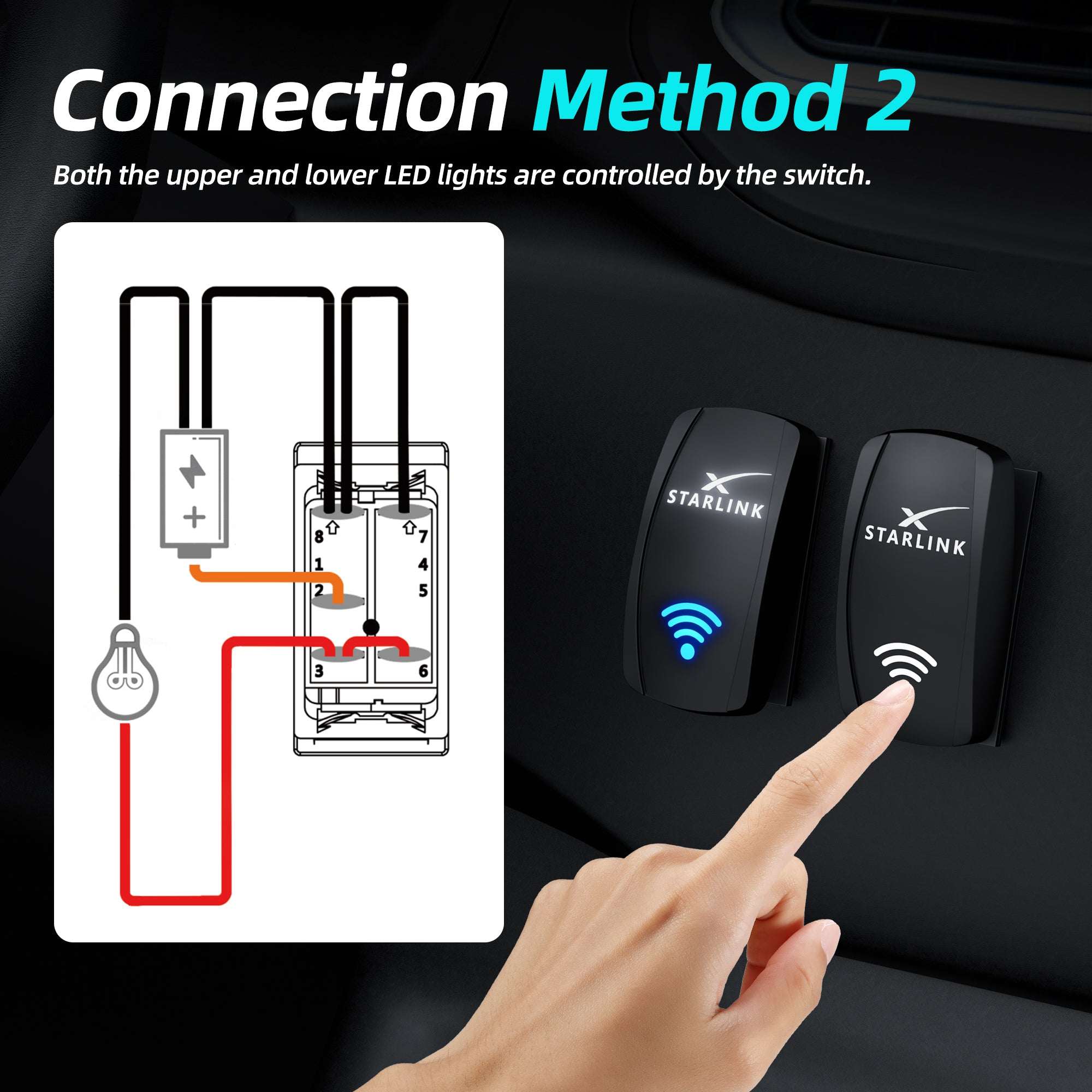 Starlink Rocker Switch 12V 24V 20A - Laser Etched ON OFF Switch