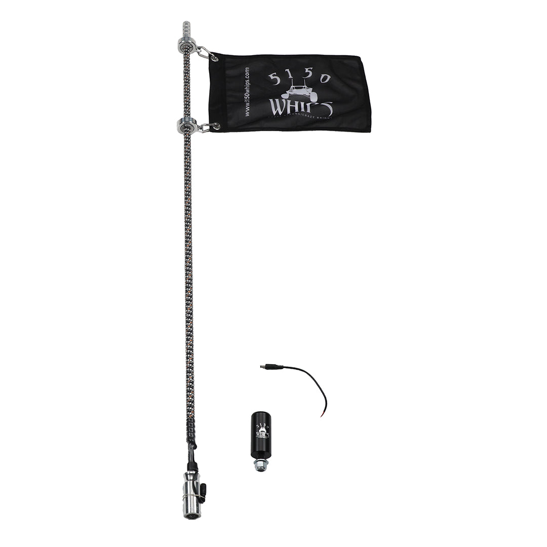 Polished platinum Hyper Color LED whip with bright fixed-color illumination and rugged 5150 construction