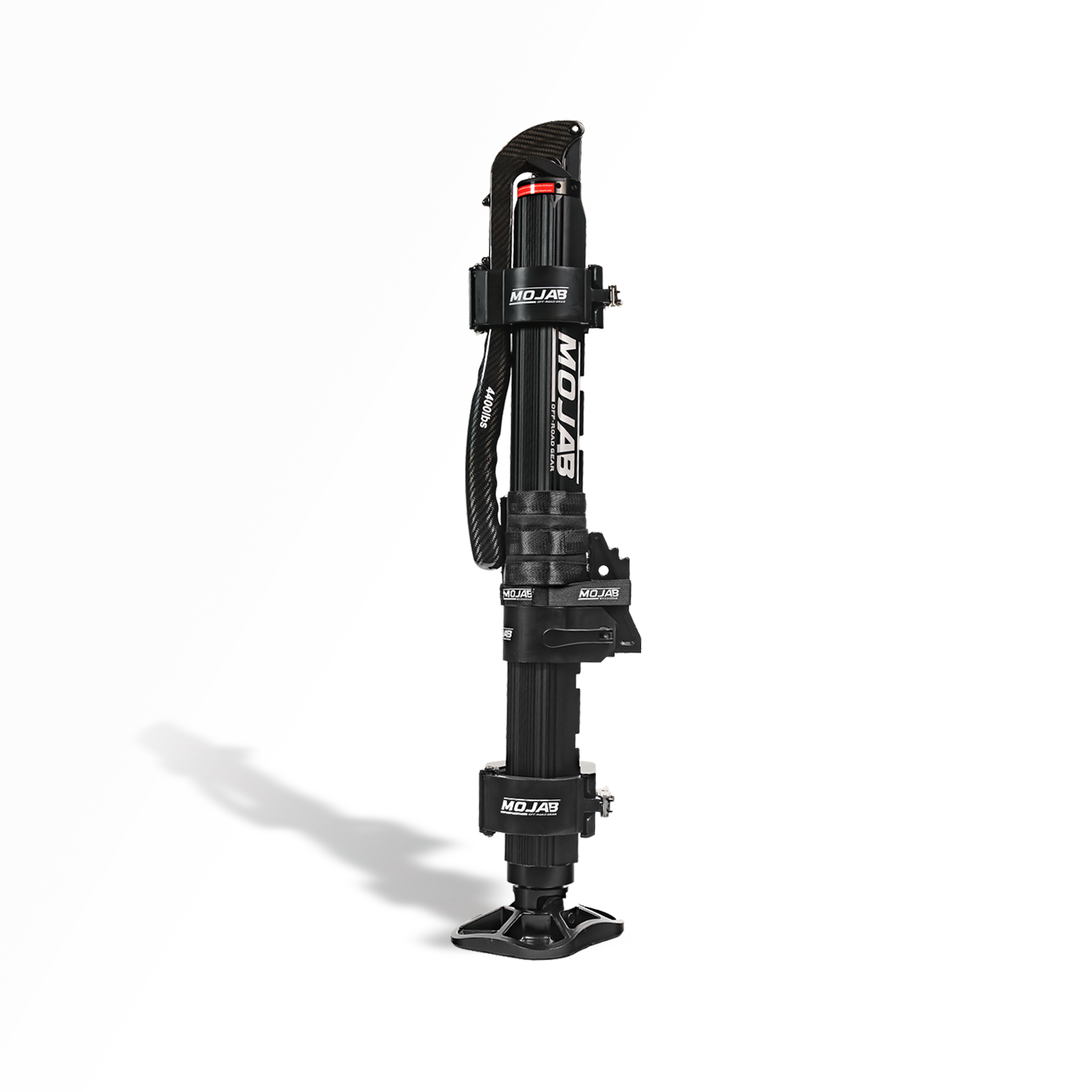 CarbonPro lightweight hydraulic jack with mounting clamps and carbon fiber handle