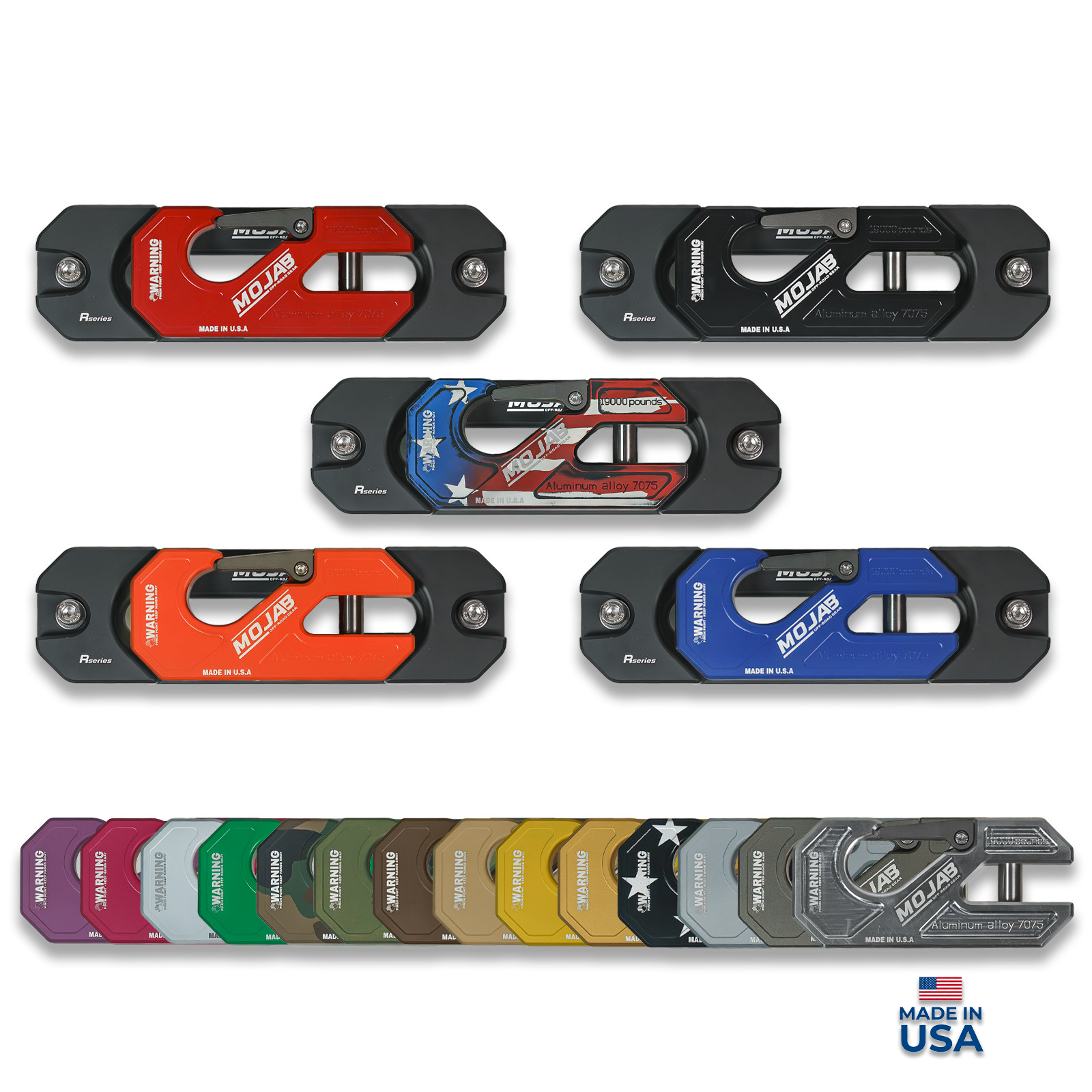 Aluminum recessed winch shackle with fairlead kit and closed latch for off-road recovery